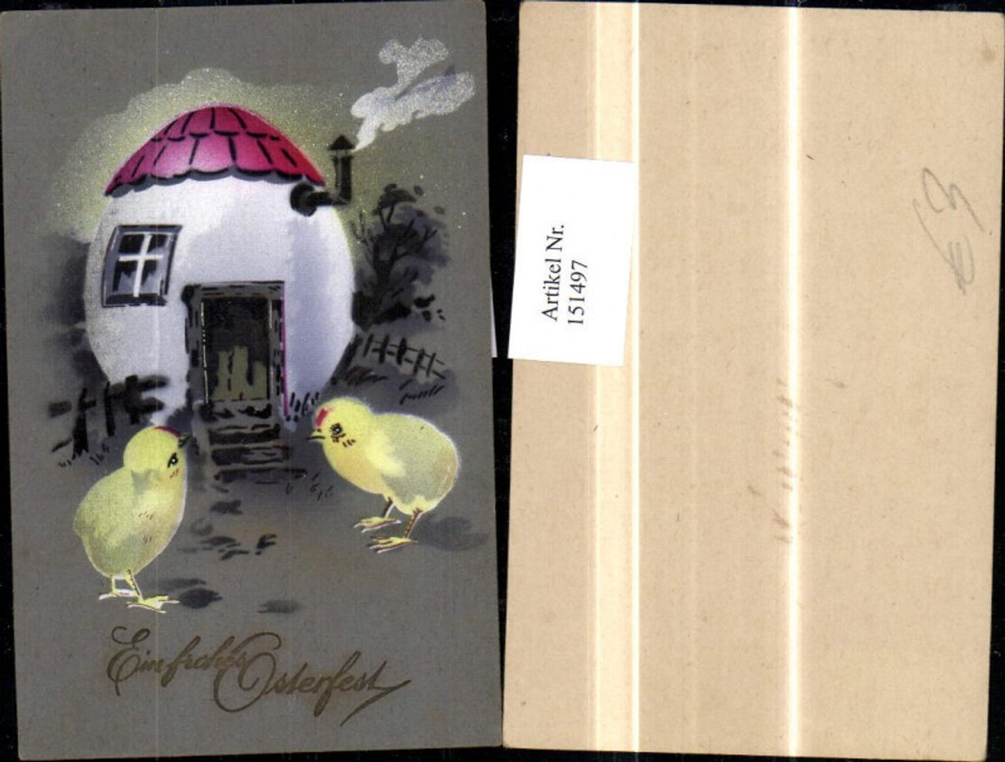 151497, Easter egg house with chimney, chick, egg