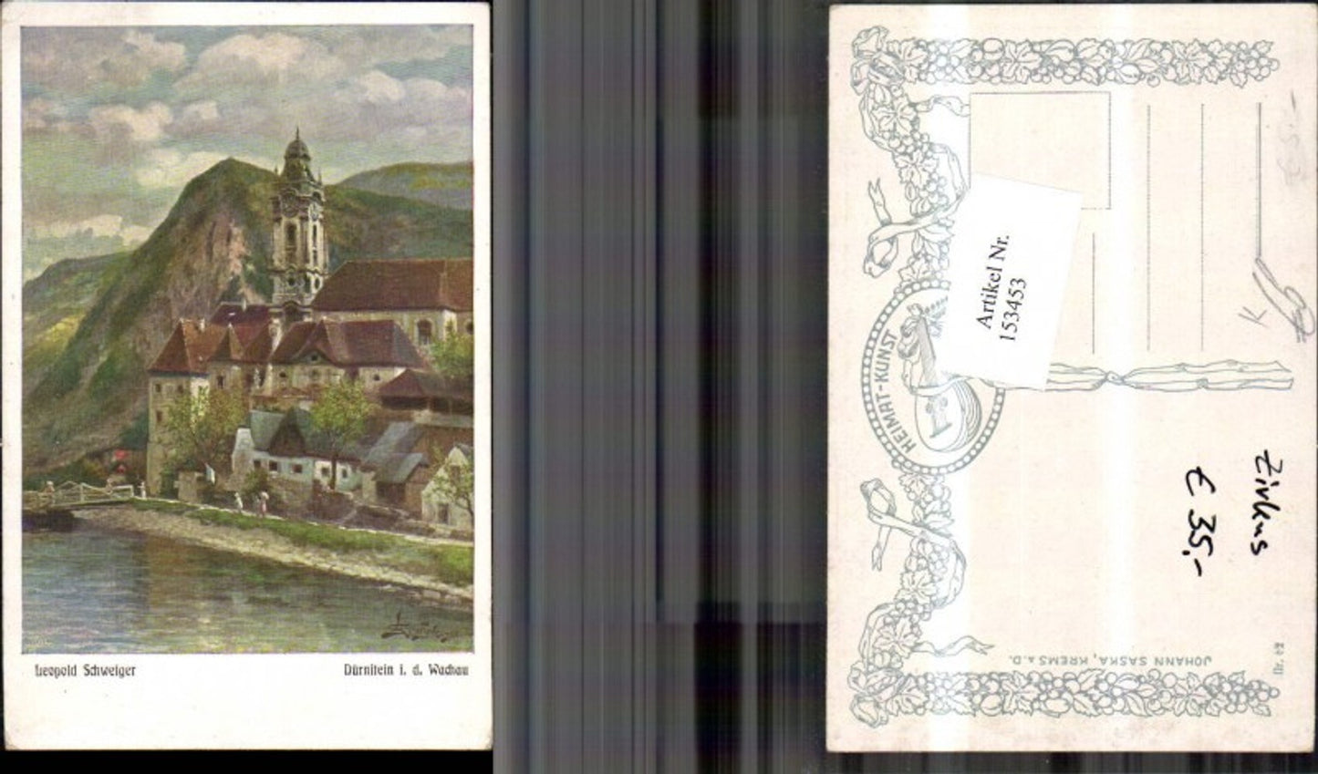 153453,Künstlerkarte Leopold Schweiger Dürnstein i.d. Wachau Donau