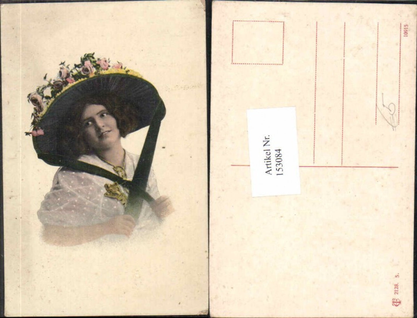 153084,Schöne Frau m. Hut Hutmode Portrait