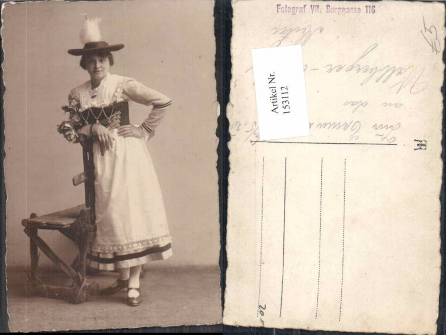 153112,Schöne Frau m. Hut Hutmode Tiroler Tracht Trachten