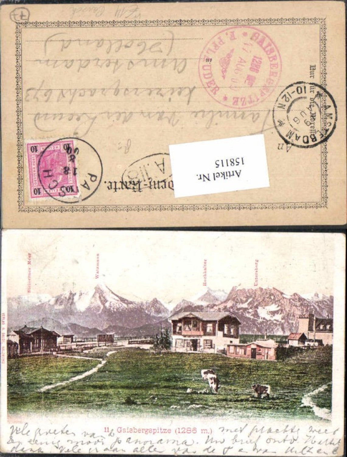 158115,Litho Gaisbergspitze Gaisberg Salzburg 1900 Parsch