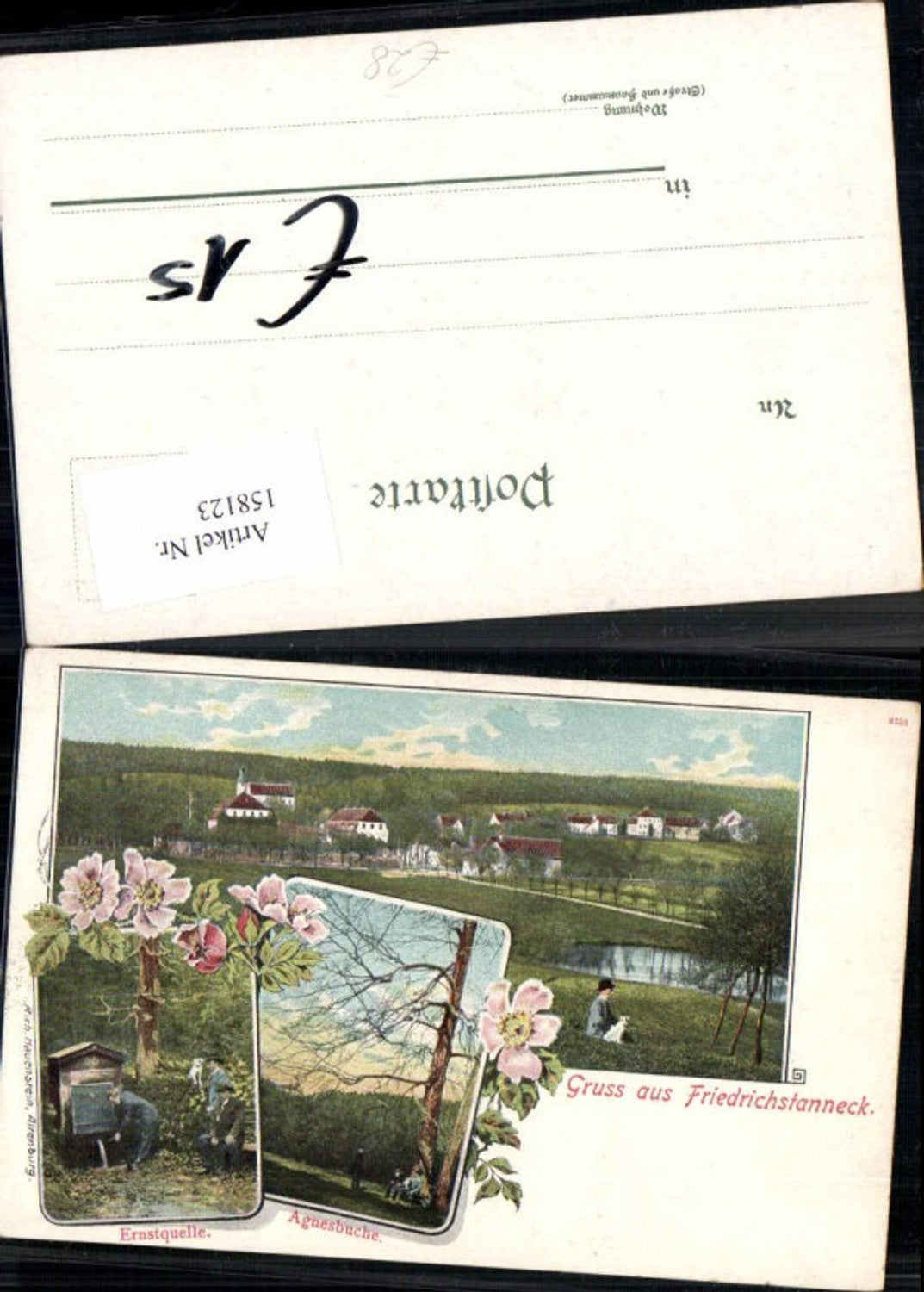158123, Lithograph Greetings from Friedrichstanneck near Eisenberg Saale Holzland Thuringia