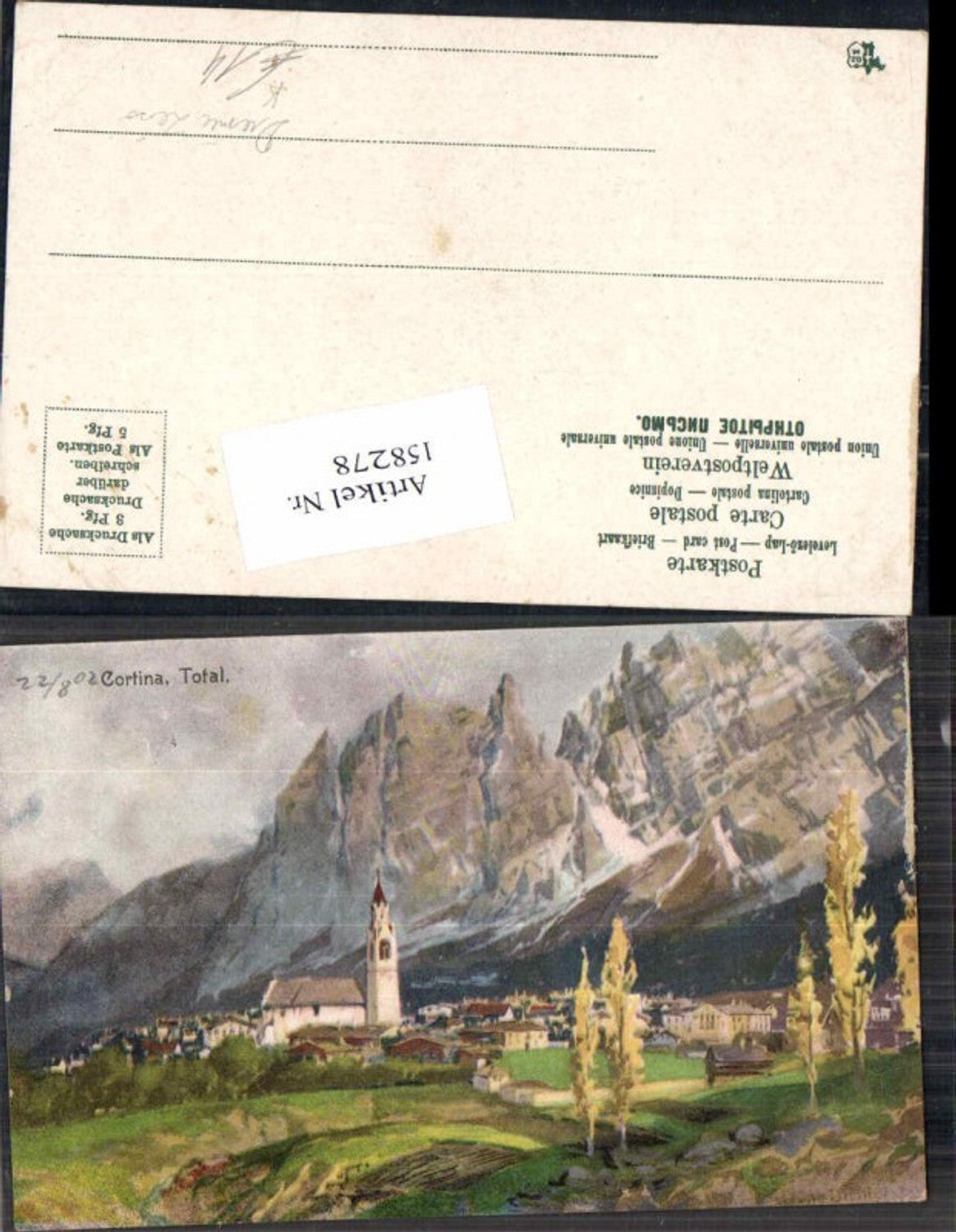 158278,Trentino Cortina d Ampezzo m. Dolomiten Tolle Künstlerkarte M. Zeno Diemer sign.
