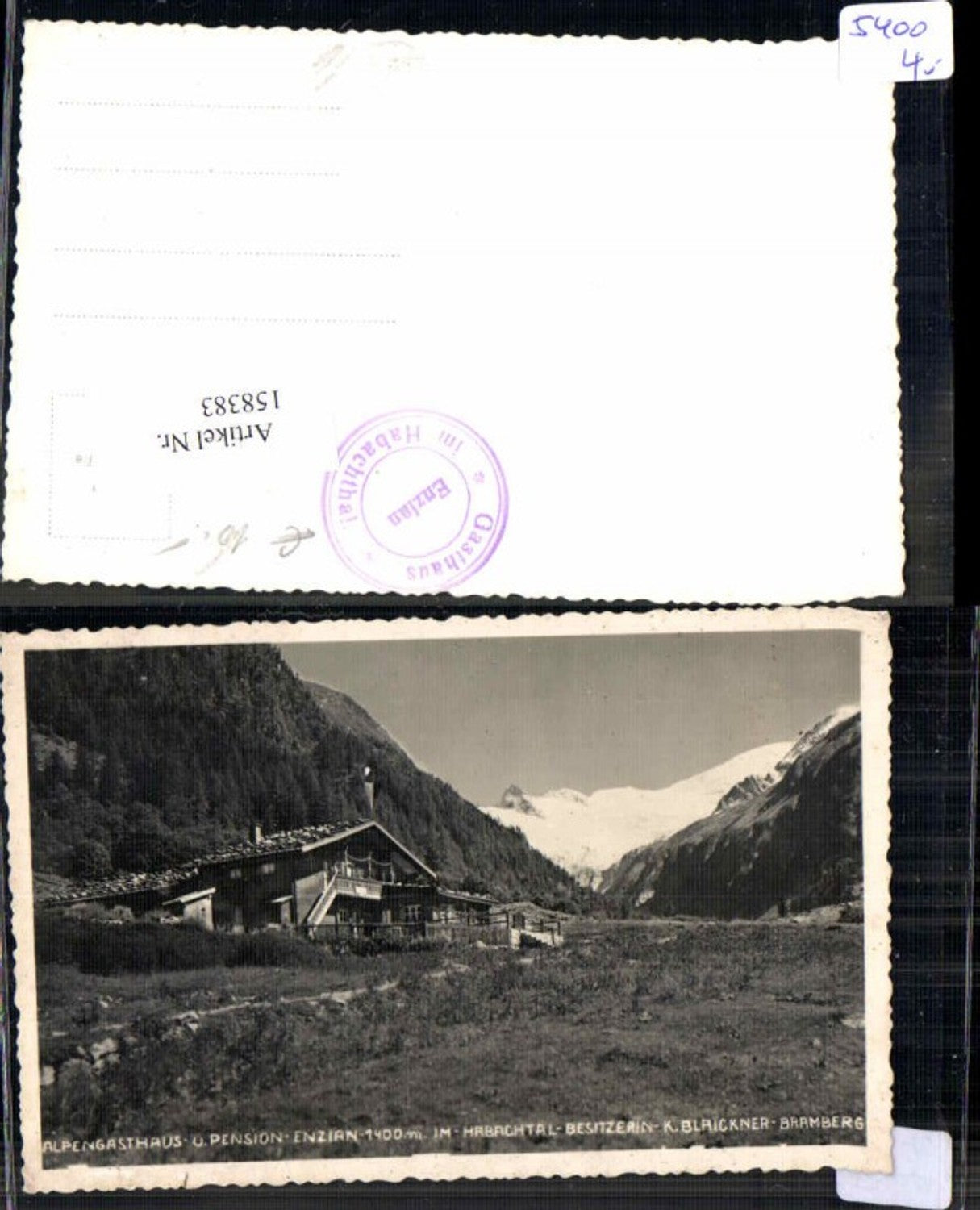 158383,Gasthaus Pension Enzian Habachtal b. Bramberg Neukirchen am Grossvenediger 1930