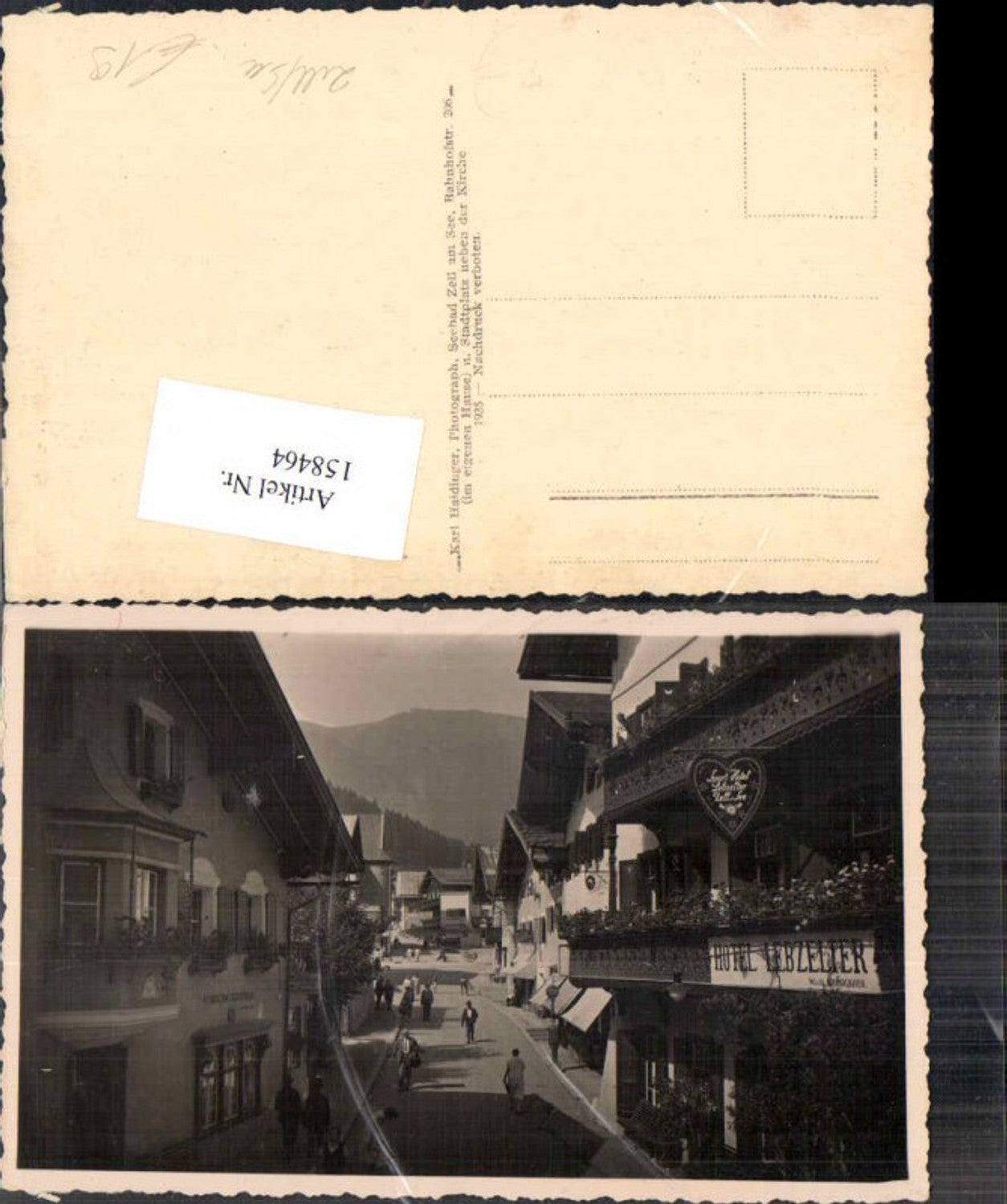 158464,Seltene Fotokarte Zell am See Hotel Lebzelter 1940