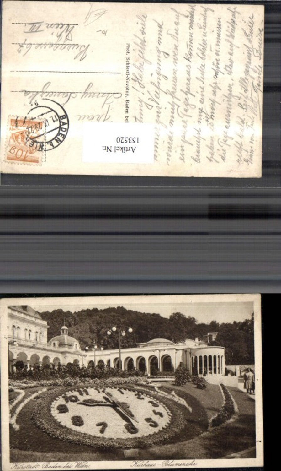 153520,Baden b. Wien Kurhaus Blumenuhr 1929