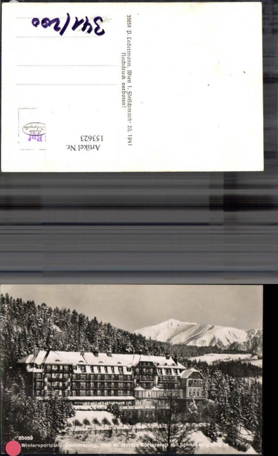153623,Semmering Heeres Kurlazarett m. Schneeberg Winteransicht