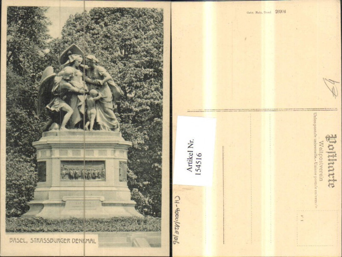 154516, Basel Strasbourg Monument Statue Canton of Basel-Stadt