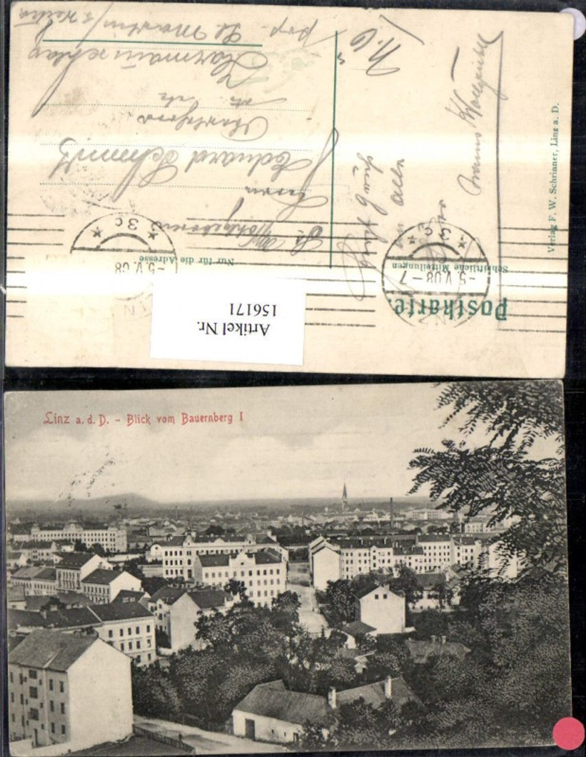 156171,Linz Blick v. Bauernberg I 1908