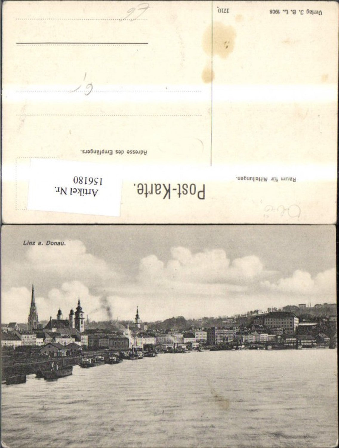 156180,Linz Ansicht m. Vielen Schiffen Dampfern