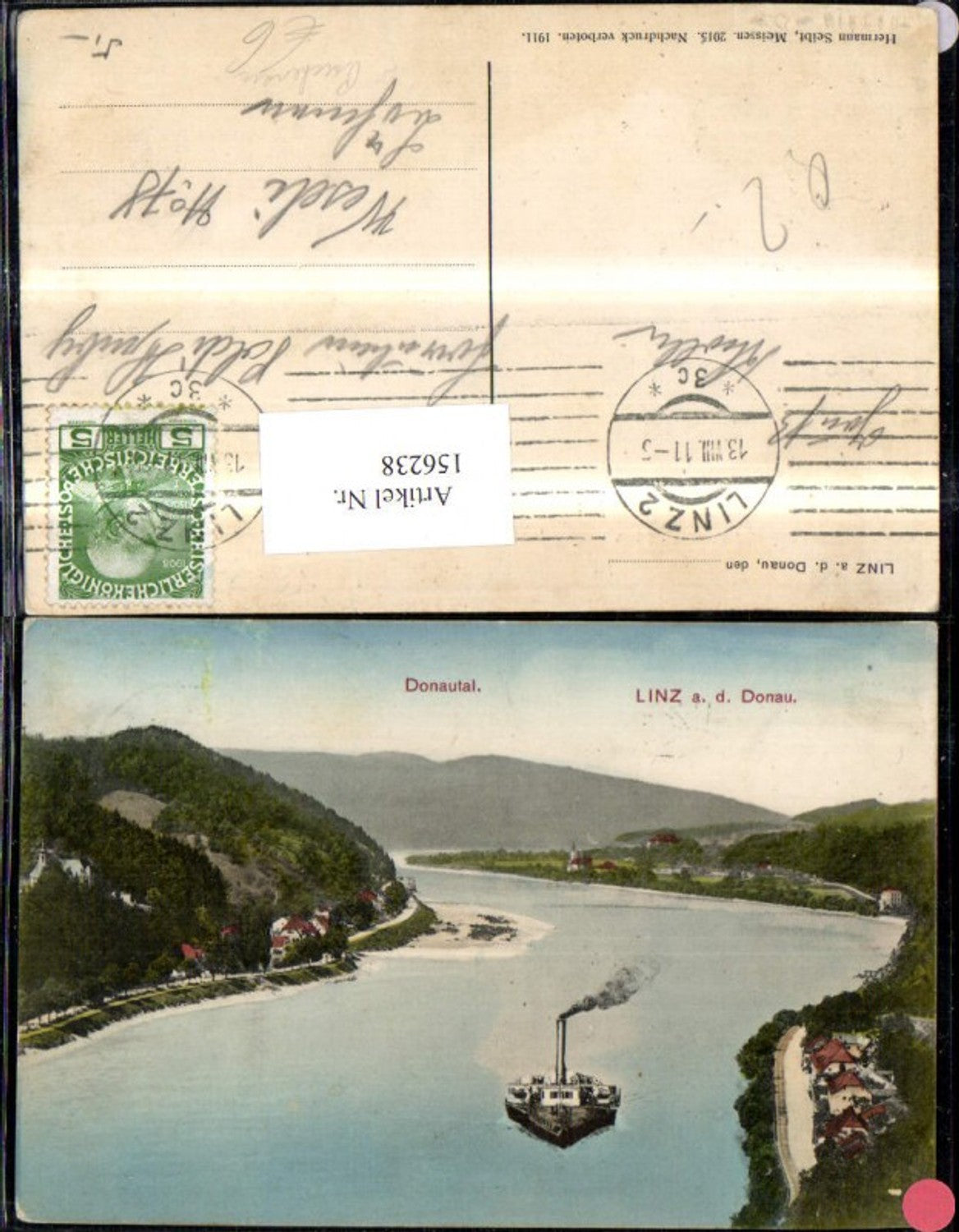 156238,Linz Donautal Schiff Dampfer 1911 Puchenau
