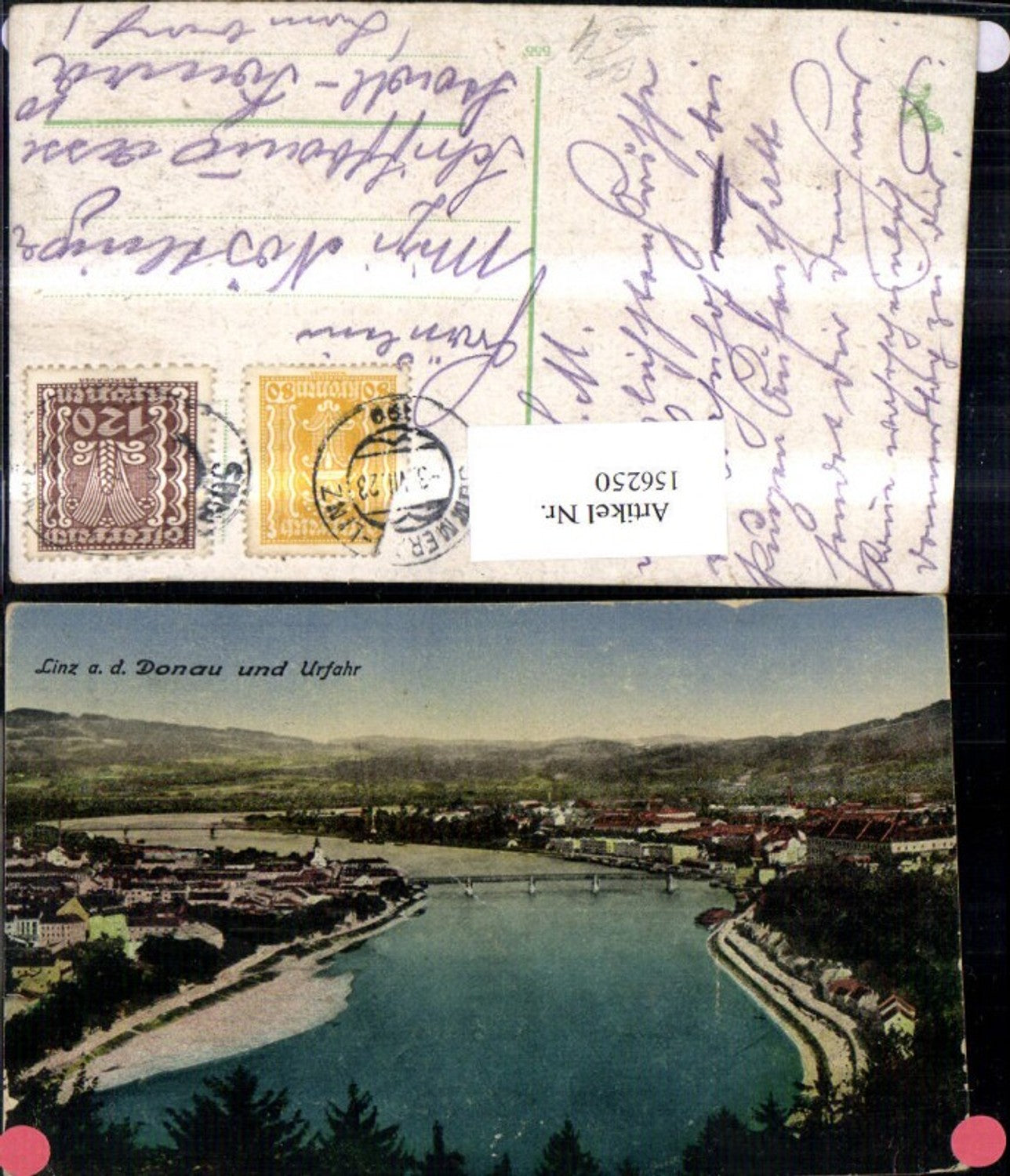 156250,Linz u. Urfahr 1923 Bahnpost Summerau Linz Zug 399