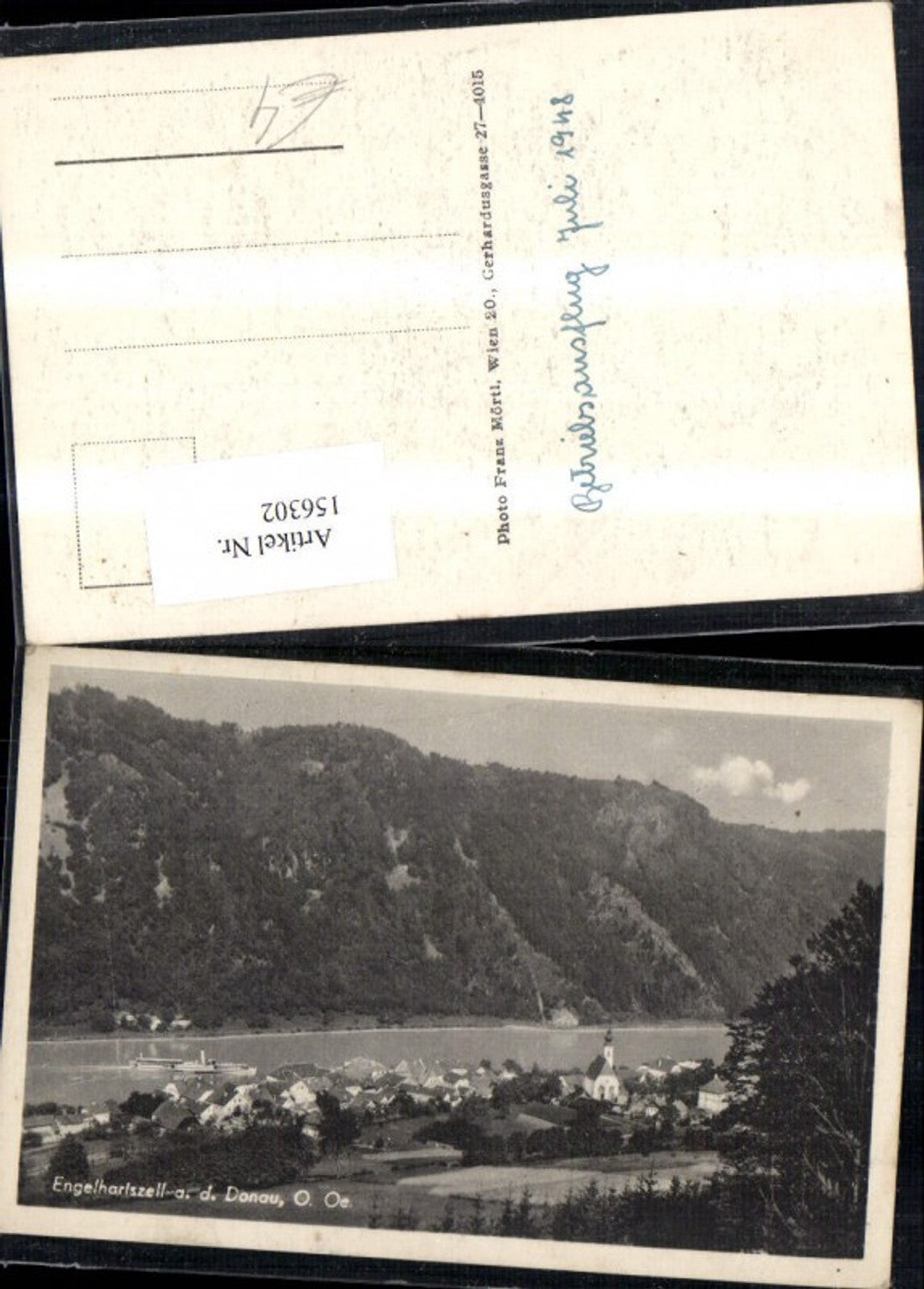 156302,Engelhartszell a. d. Donau Ansicht m. Schiff Dampfer 1948