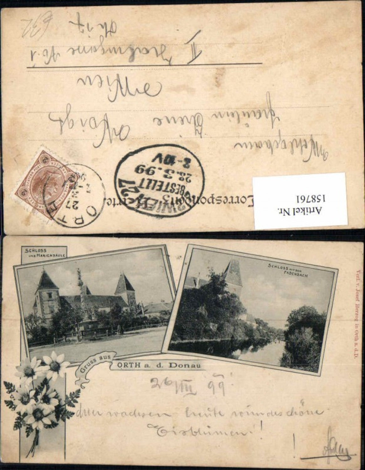 158761,Gruss aus Orth a.d. Donau 1898 Schloss Fadenbach