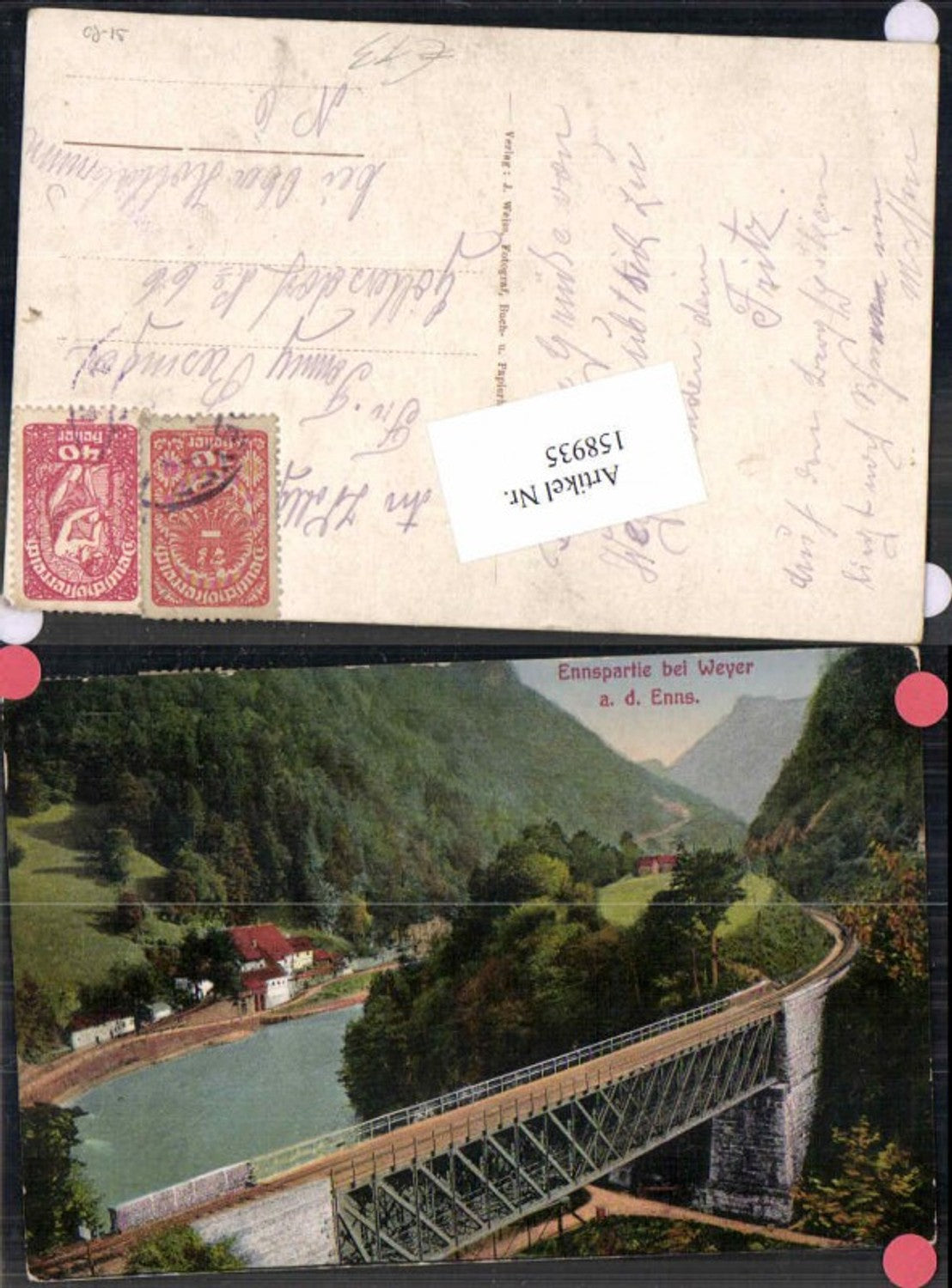 158935,Ennspartie bei Weyer a.d. Enns Brücke 1918