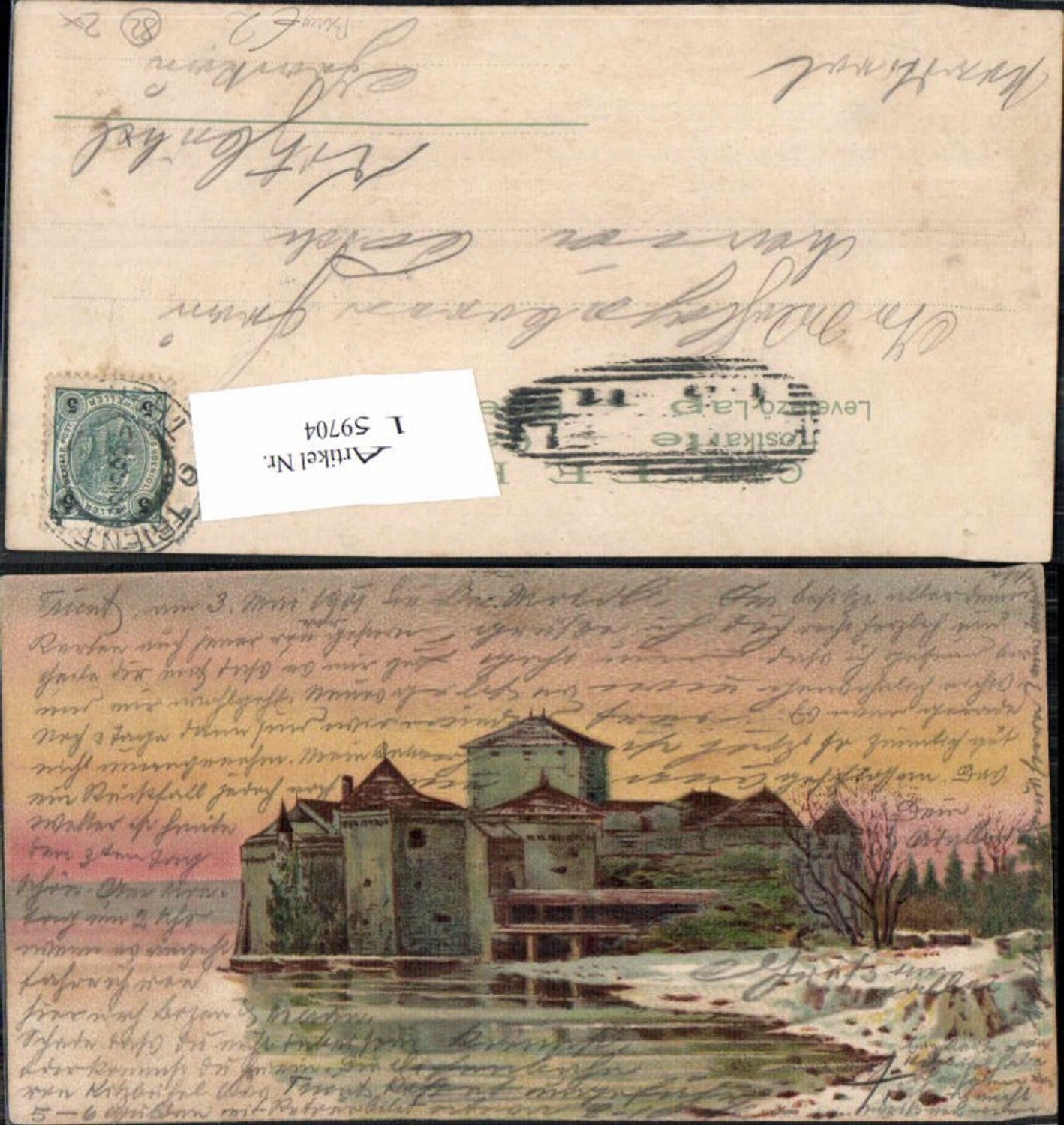 159704,Litho Burg Castle on the bank
