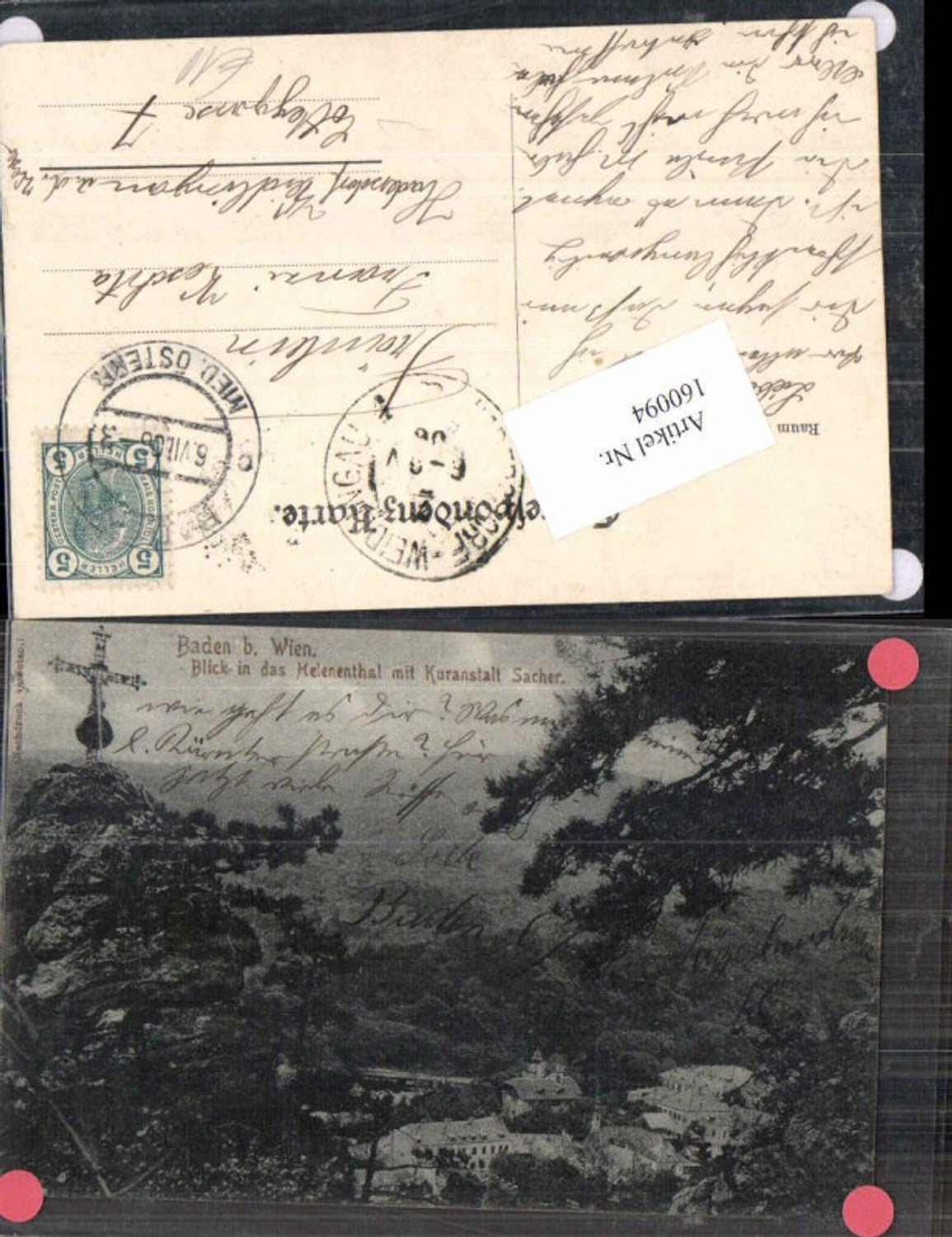 160094,Baden bei Wien Blick ins Helenenthal m. Sacher Anstalt