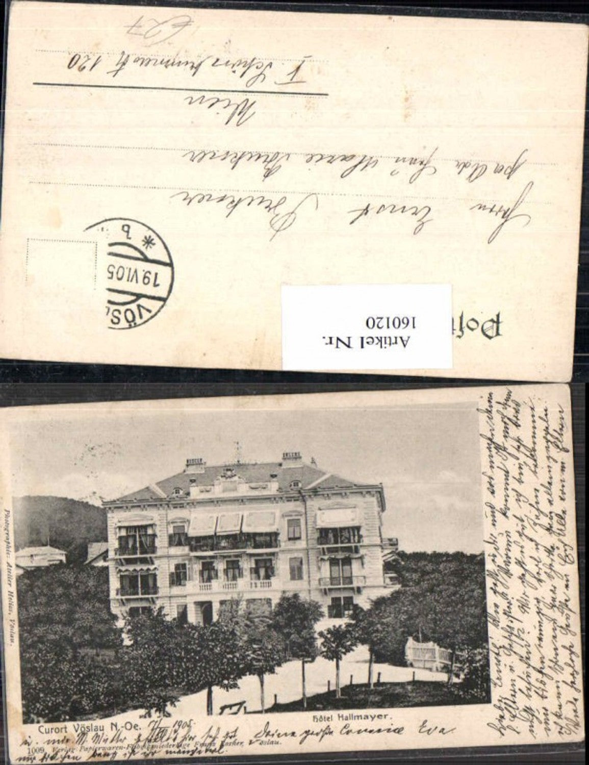 160120,Vöslau Hotel Hallmayer um 1900 seltene Partie