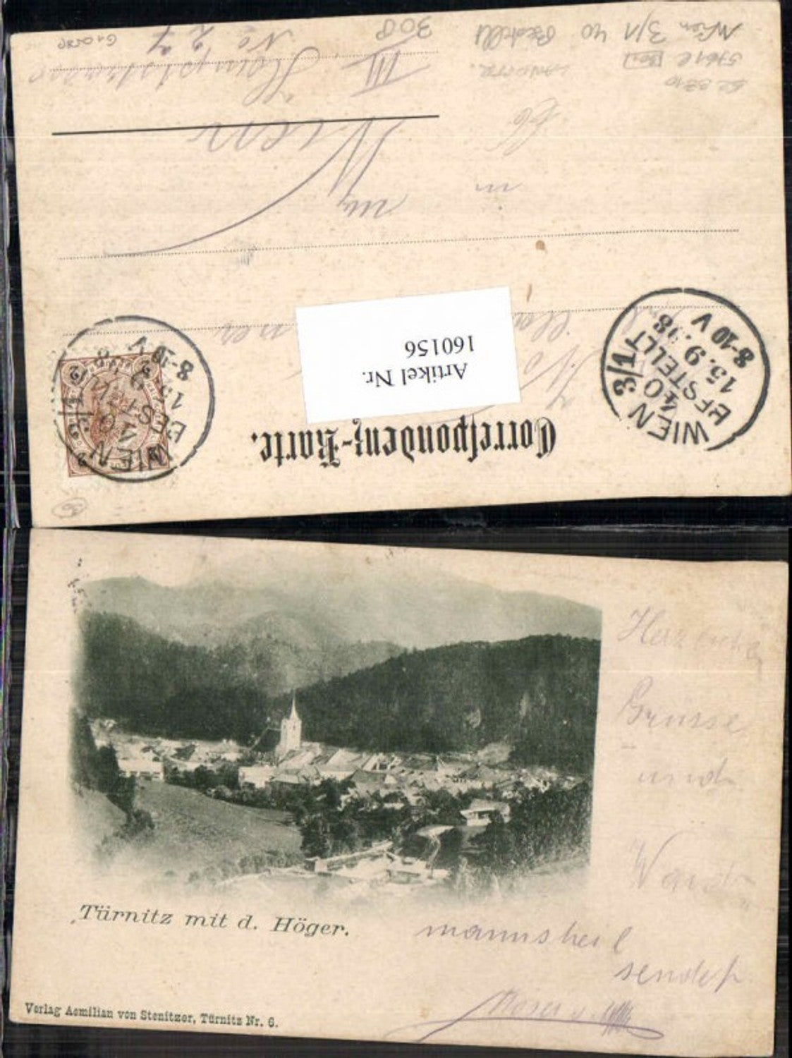 160156,Türnitz m. Höger alte AK 1899