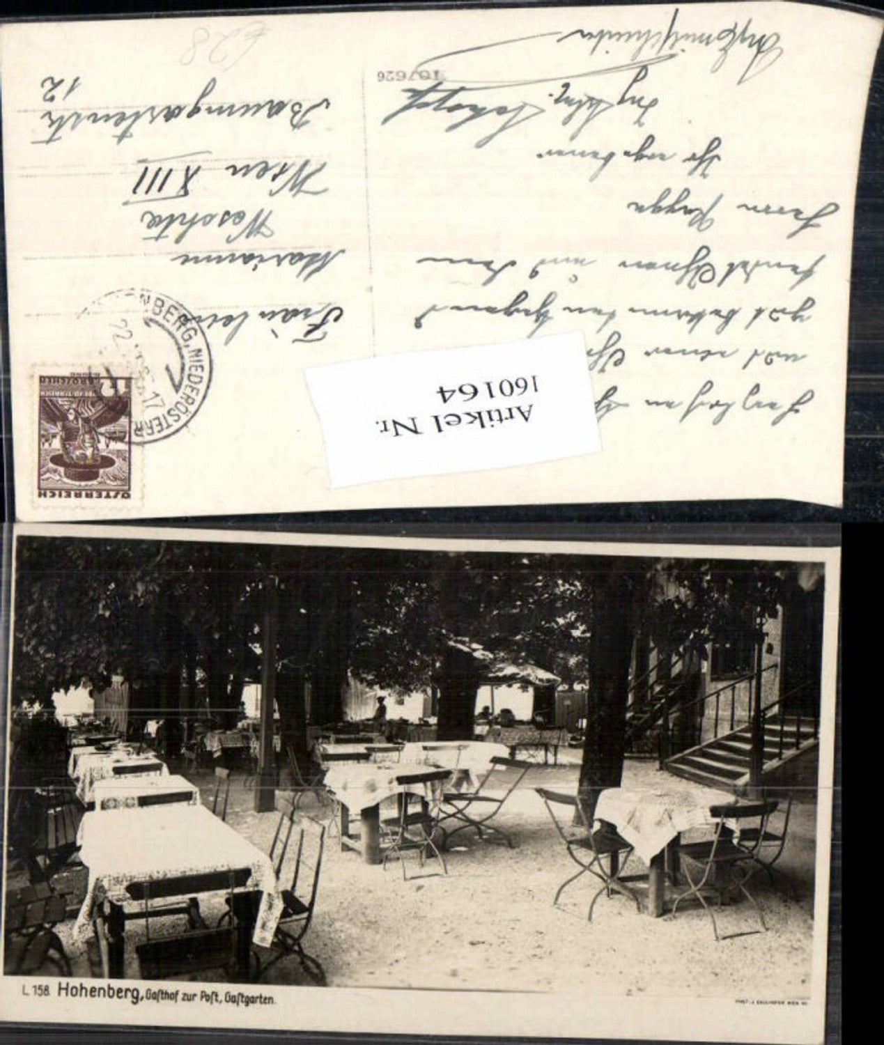 160164,Hohenberg a. d. Traisen Gasthaus zur Post Gastgarten seltene Fotokarte