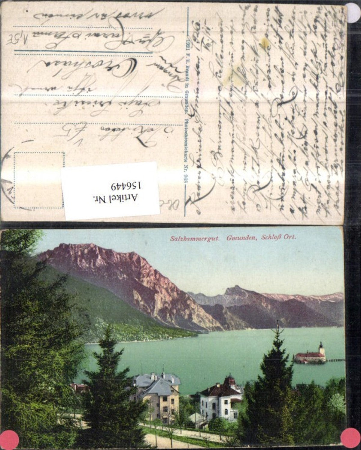 156449,Gmunden Schloß Ort Orth Traunsee 1926 pub F E Brandt 968