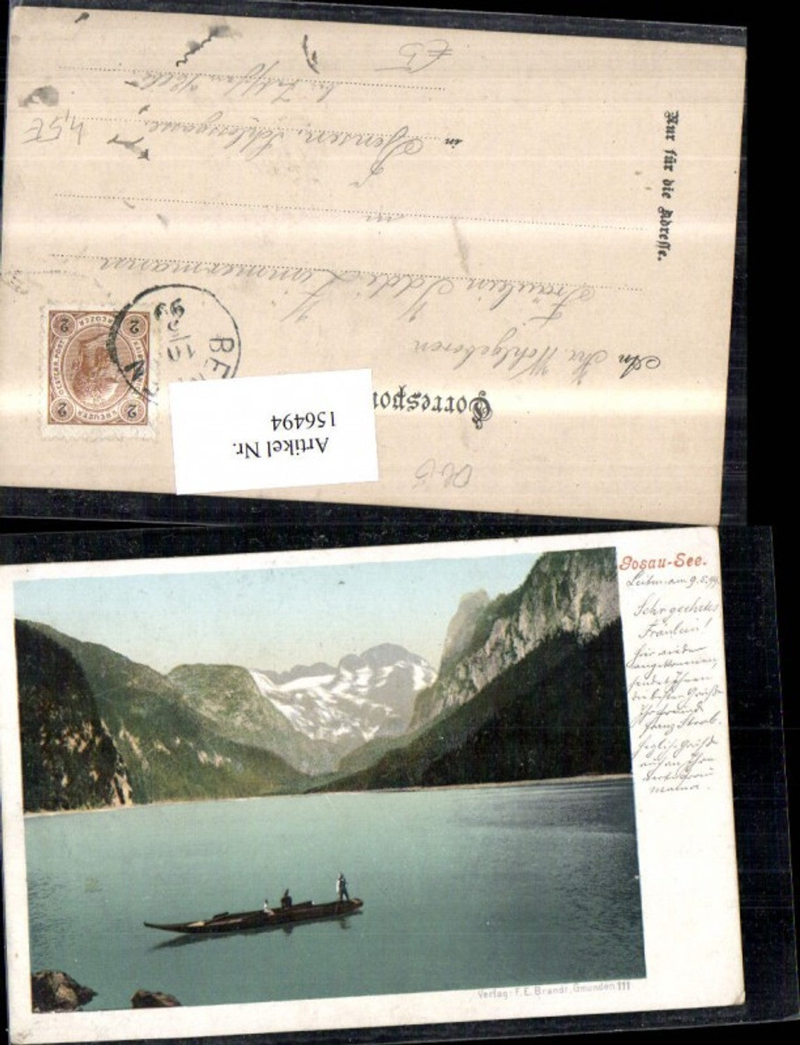 156494,Gosau Gosausee Ansicht m. Ruderboot 1899