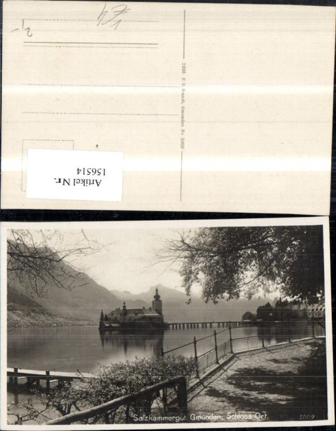 156514,Gmunden Traunsee Salzkammergut Schloss Orth pub F E Brandt 5009