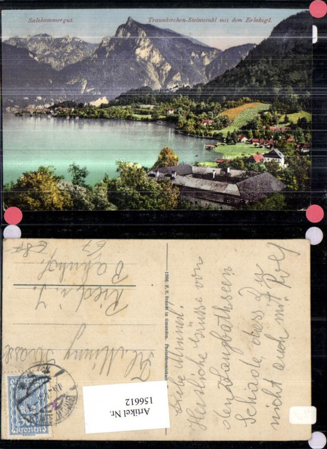 156612,Traunkirchen Steinwinkl m. d. Erlakogl Salzkammergut Traunsee pub F E Brandt 754