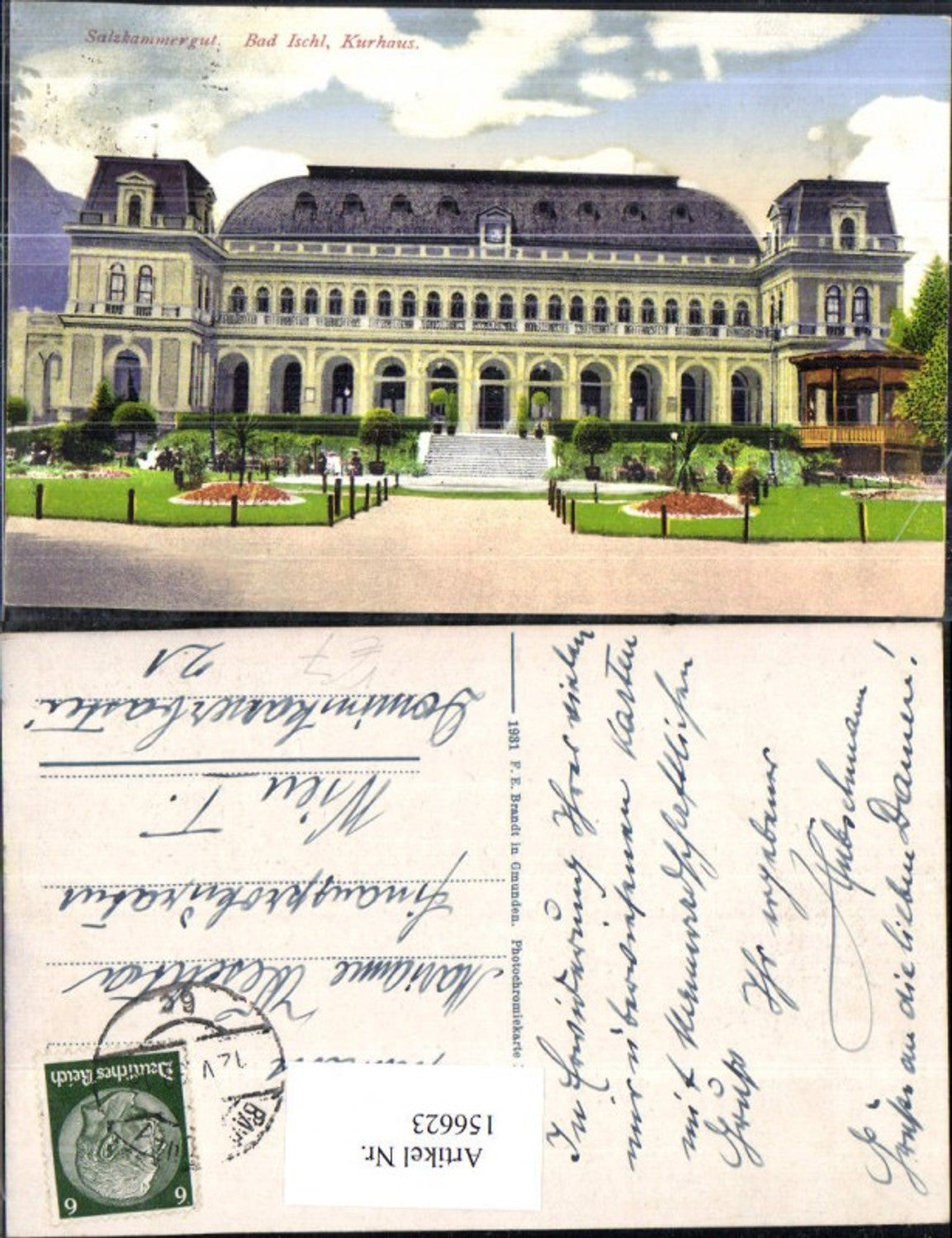 156623,Bad Ischl Kurhaus Frontansicht Salzkammergut 1938 pub F E Brandt 262