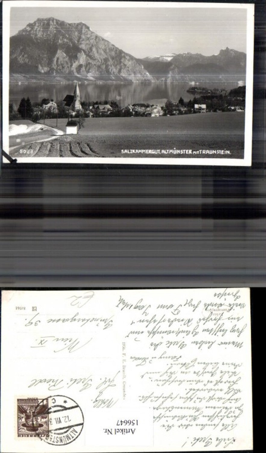 156647,Altmünster m. Traunstein Traunsee Salzkammergut 1936 pub F E Brandt 5033