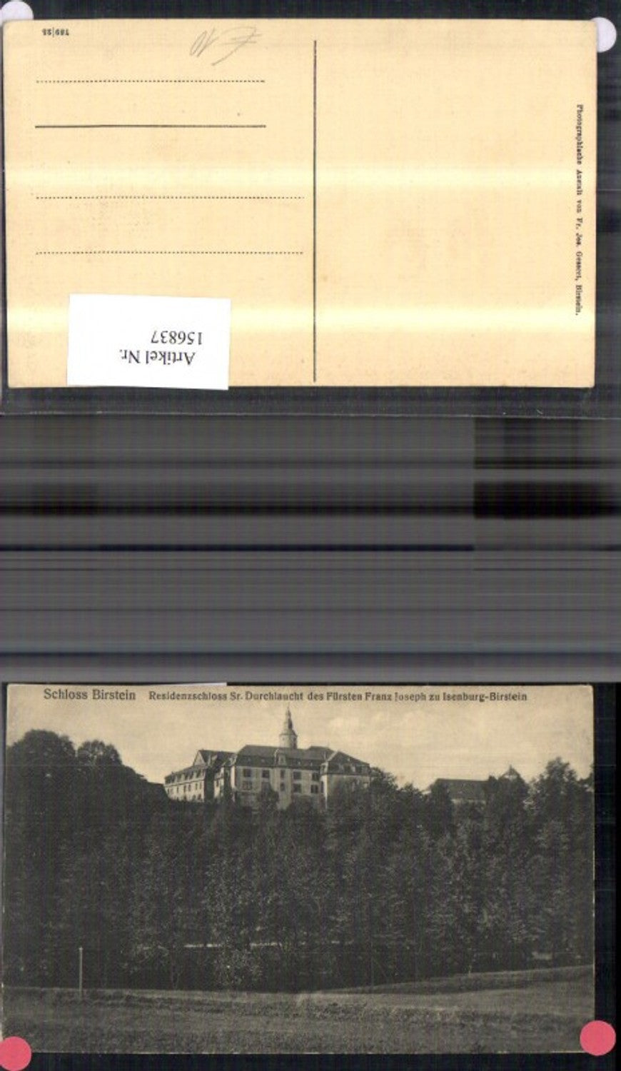 156837,Schloss Birstein Residenzschloss Sr. Durchlaucht d. Fürsten Franz Joseph z. Isenburg-Birstein