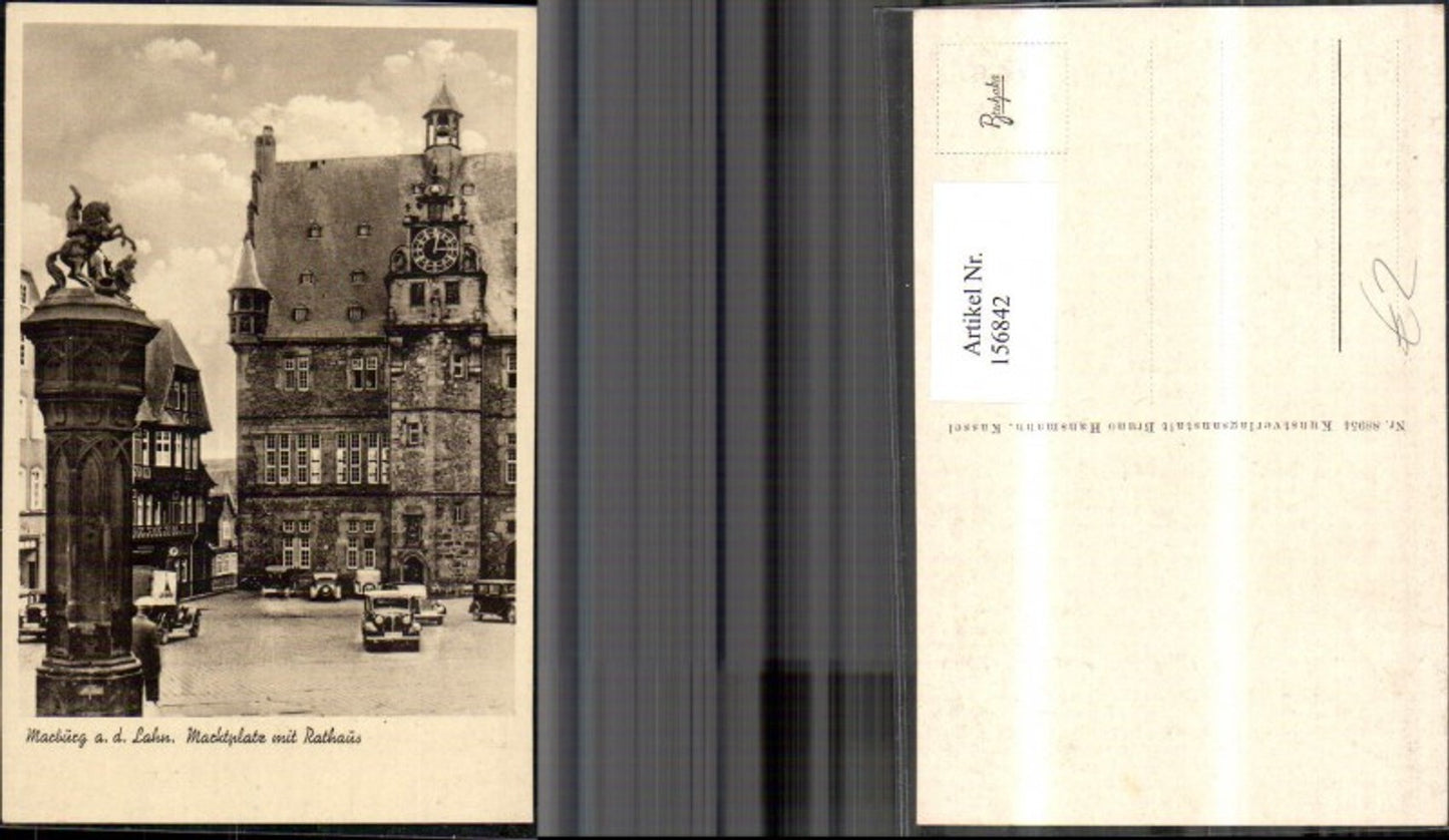 156842,Marburg a. d. Lahn Marktplatz m. Rathaus Automobil