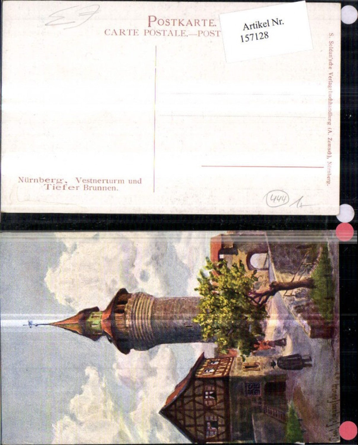 157128,Nünberg Vestnerturm u. Tiefer Brunnen Künstler Ak