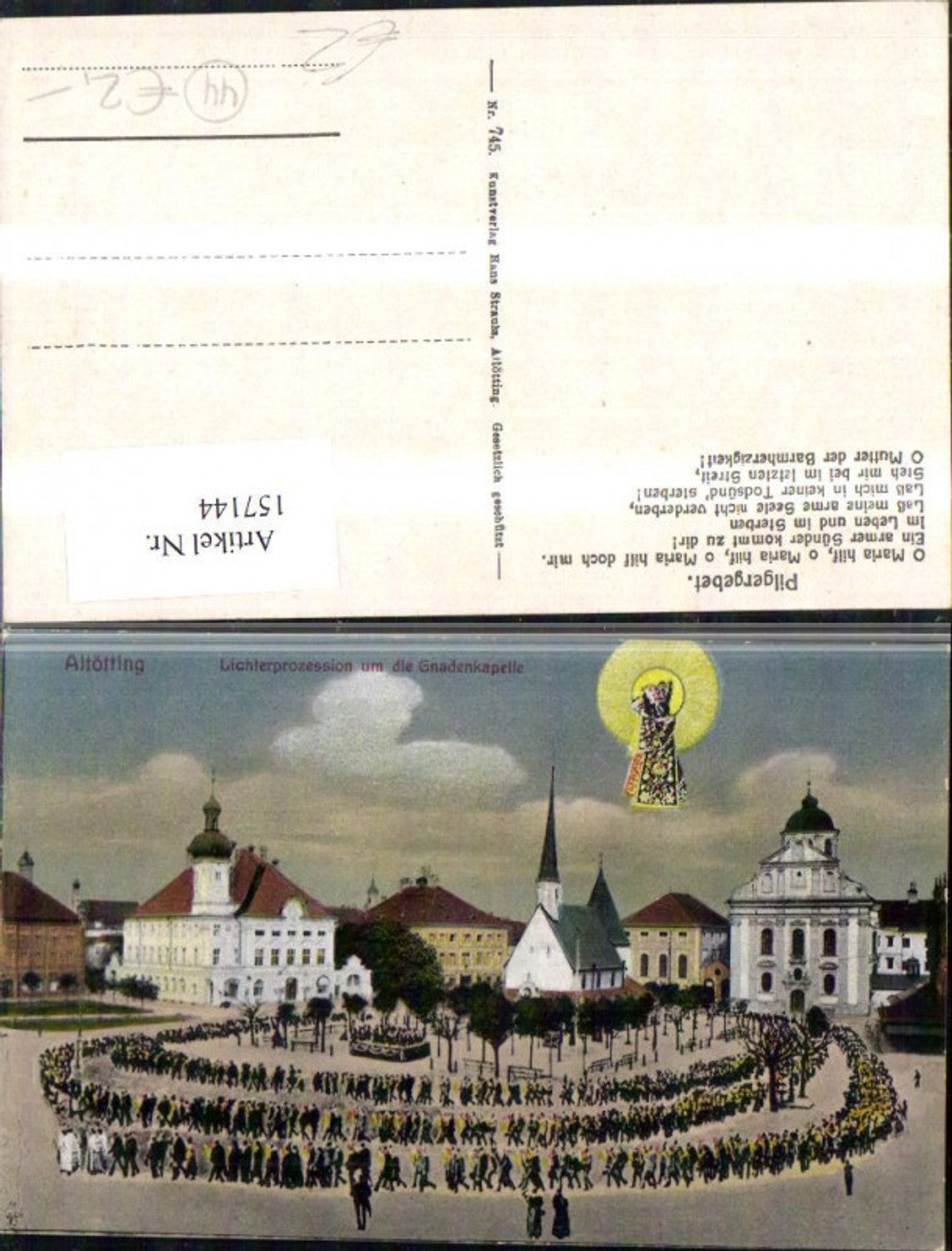 157144, Altötting Photomontage Saints' Figures Halo Candlelight Procession and Chapel of Grace