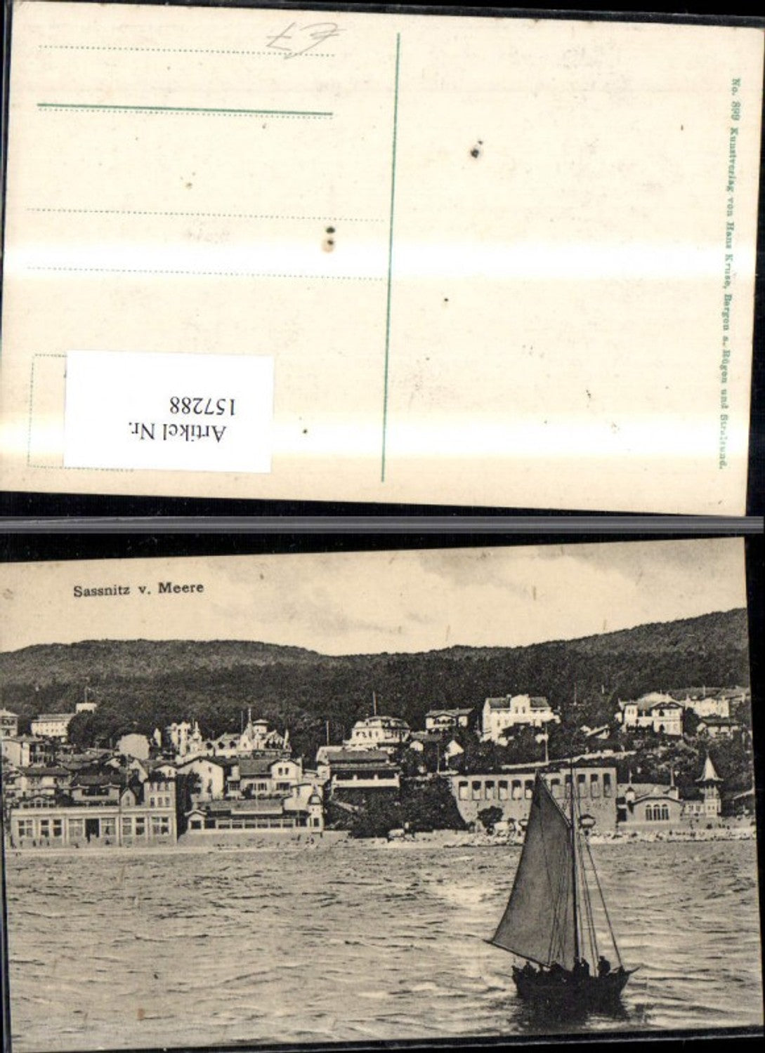 157288,Sassnitz v. Meere m. Segelboot Rügen