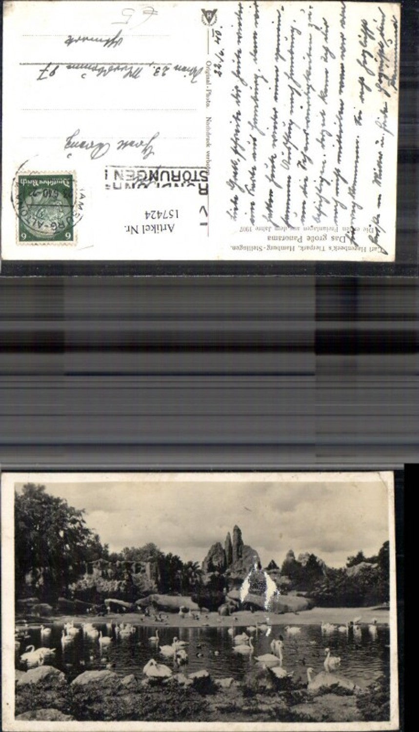 157424,Hamburg Stellingen Carl Hagenbecks Tiergarten Panorama Freianlagen 1940 Pelikane