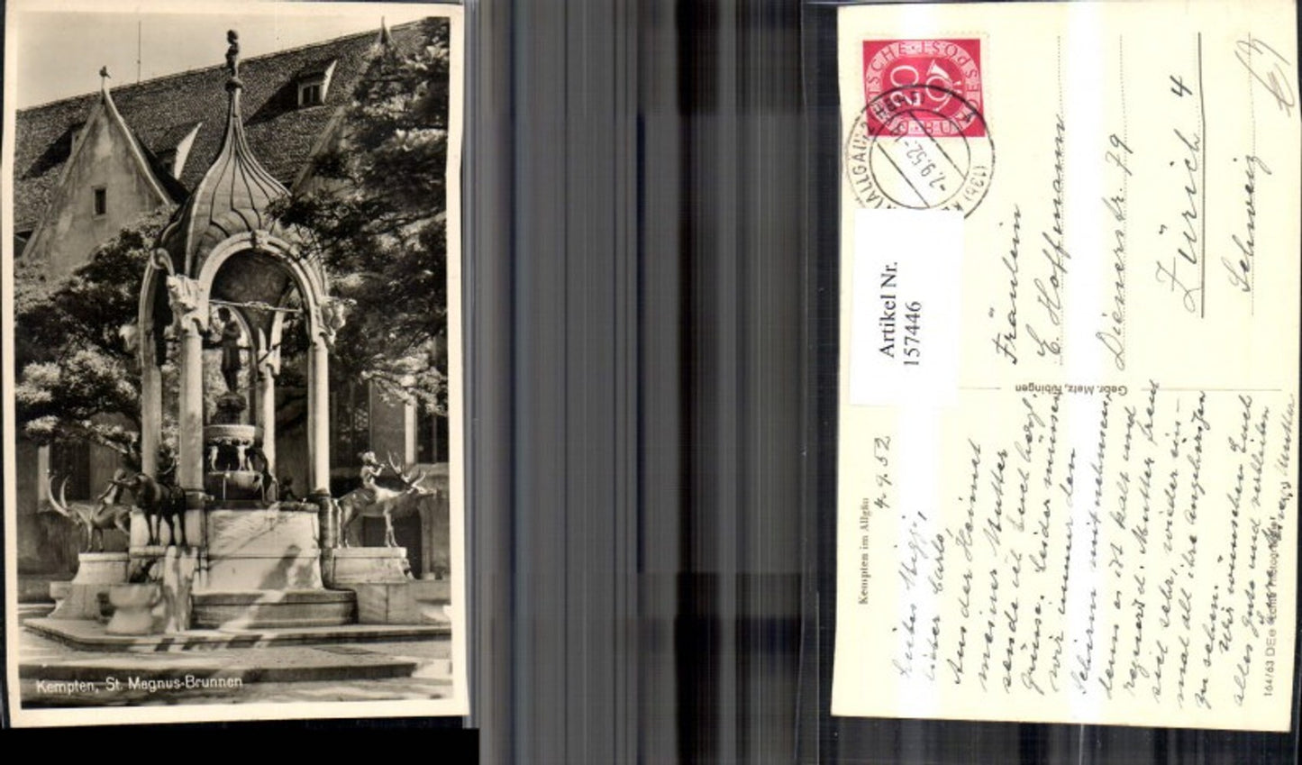 157446,Kempten i. Allgäu St Magnus Brunnen 1952