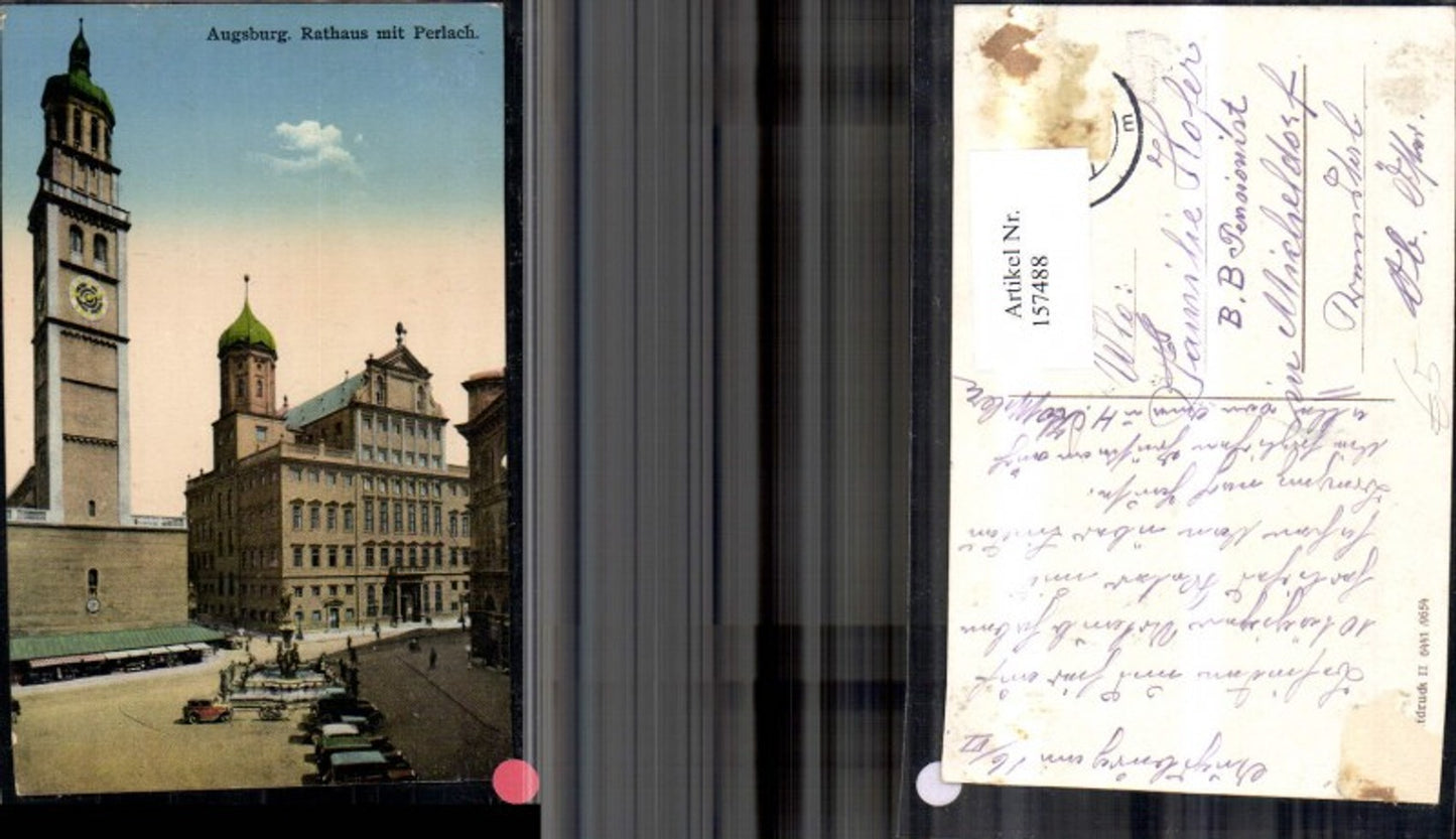 157488,Augsburg Rathaus m. Perlach Ansicht m. Automobil