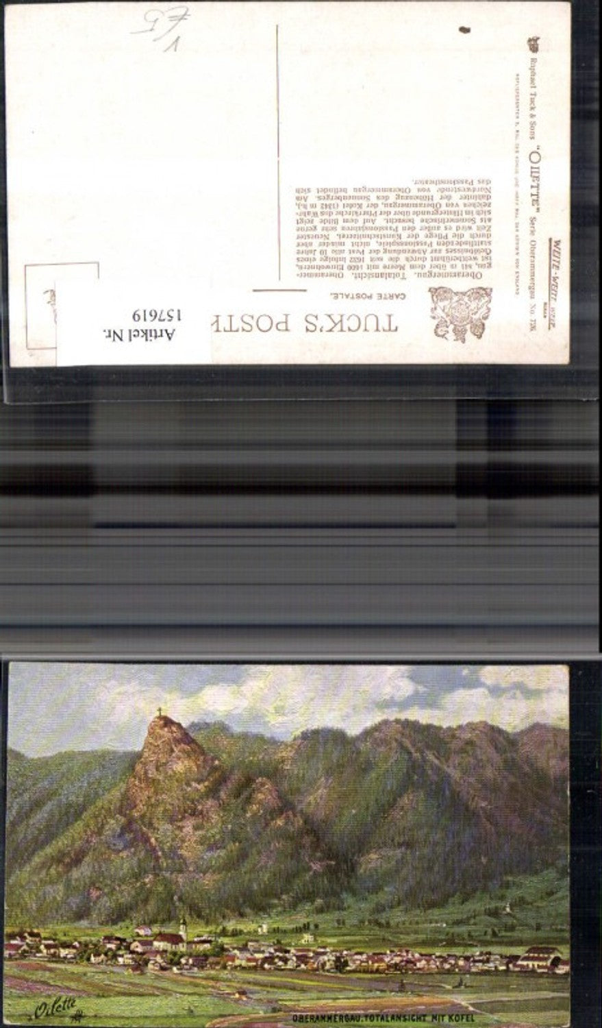 157619,Oberammergau Totale m. Kofel pub R Tuck Oilette 726