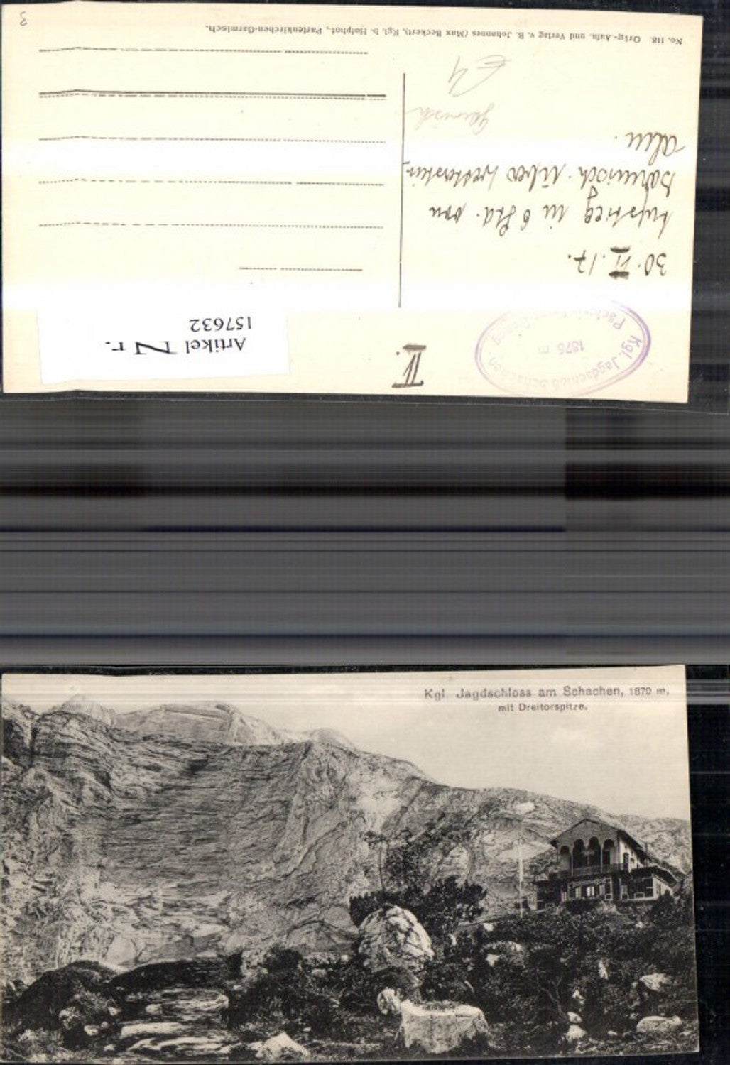 157632,Kgl. Jagdschloss a. Schachen m. Dreitorspitze Garmisch-Partenkirchen