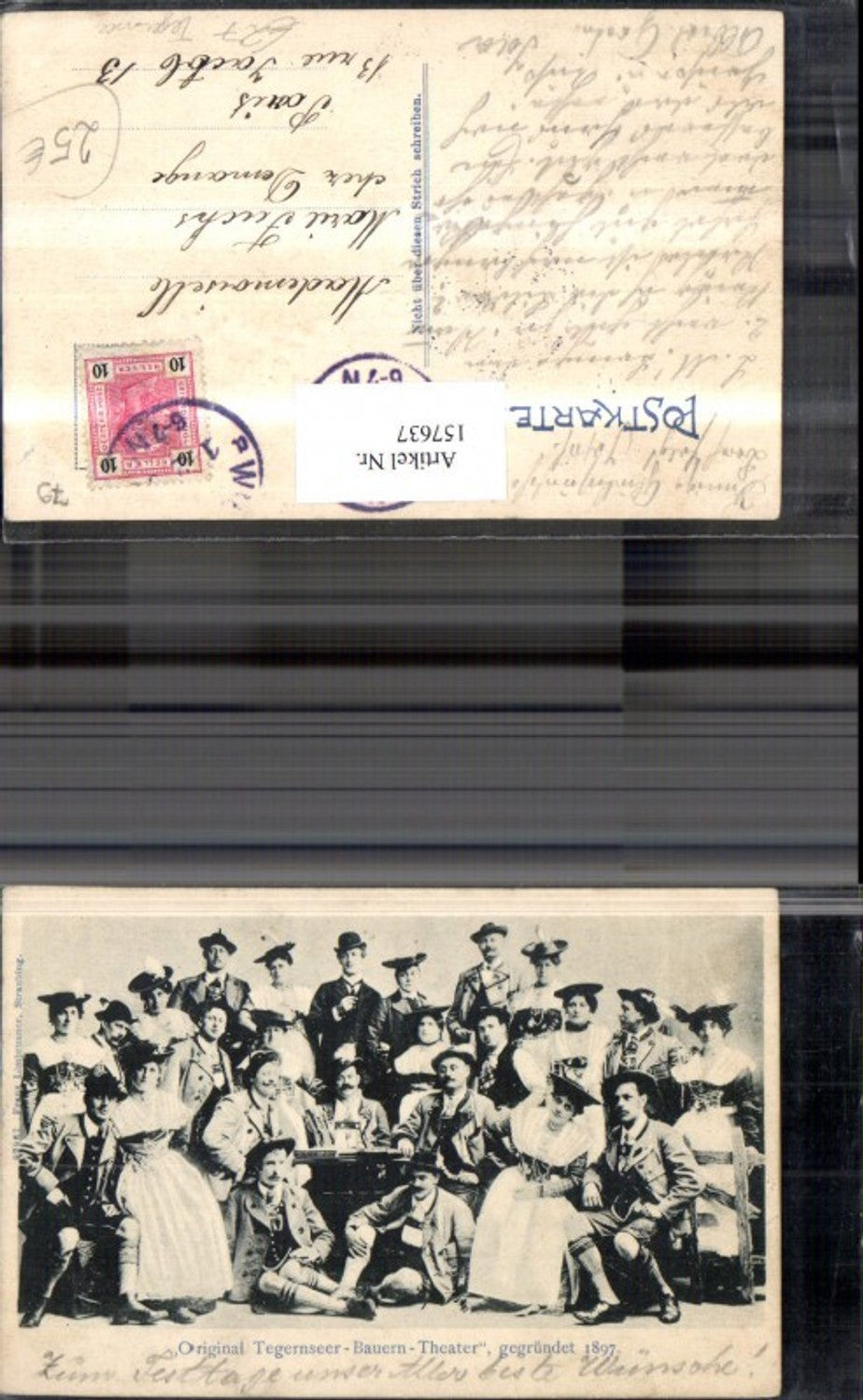 157637,Foto Ak Original Tegernseer Bauer Theater gegründet 1897 Personen i. Tracht Tegernsee