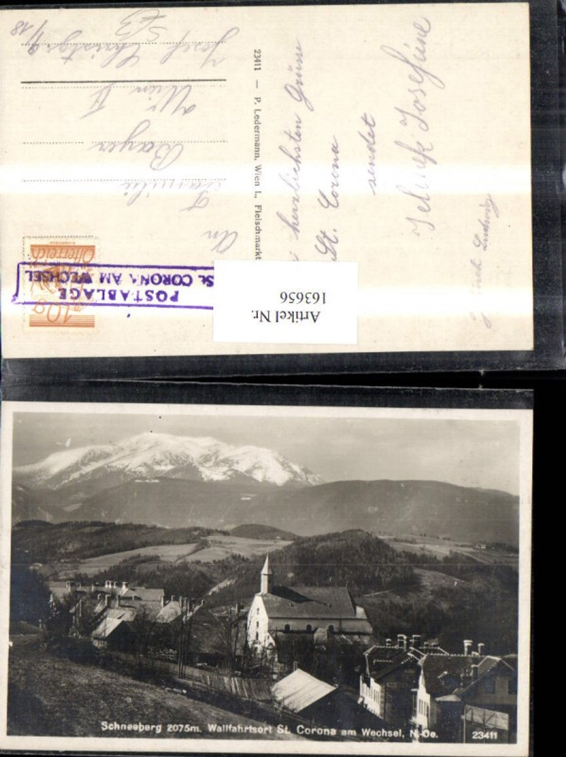 163656,Schneeberg St Corona a. Wechsel Postablagestempel St Corona a. Wechsel