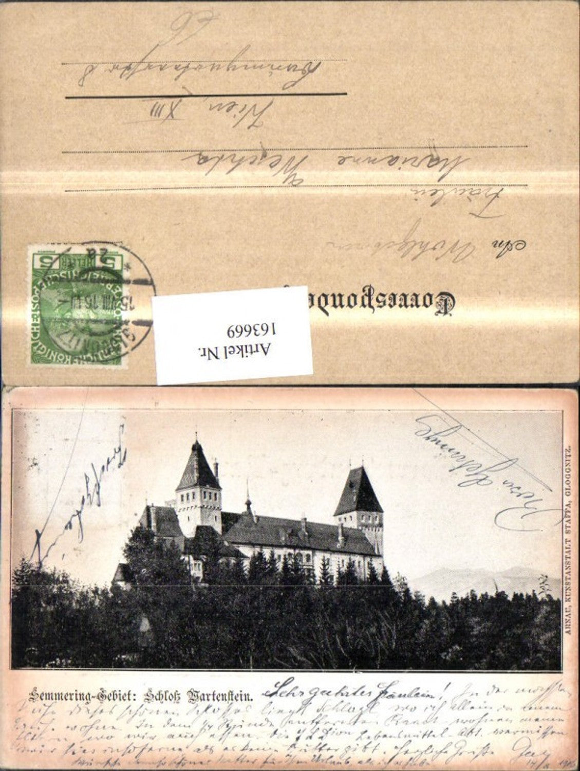 163669,Schloß Wartenstein b. Gloggnitz Semmering 1916