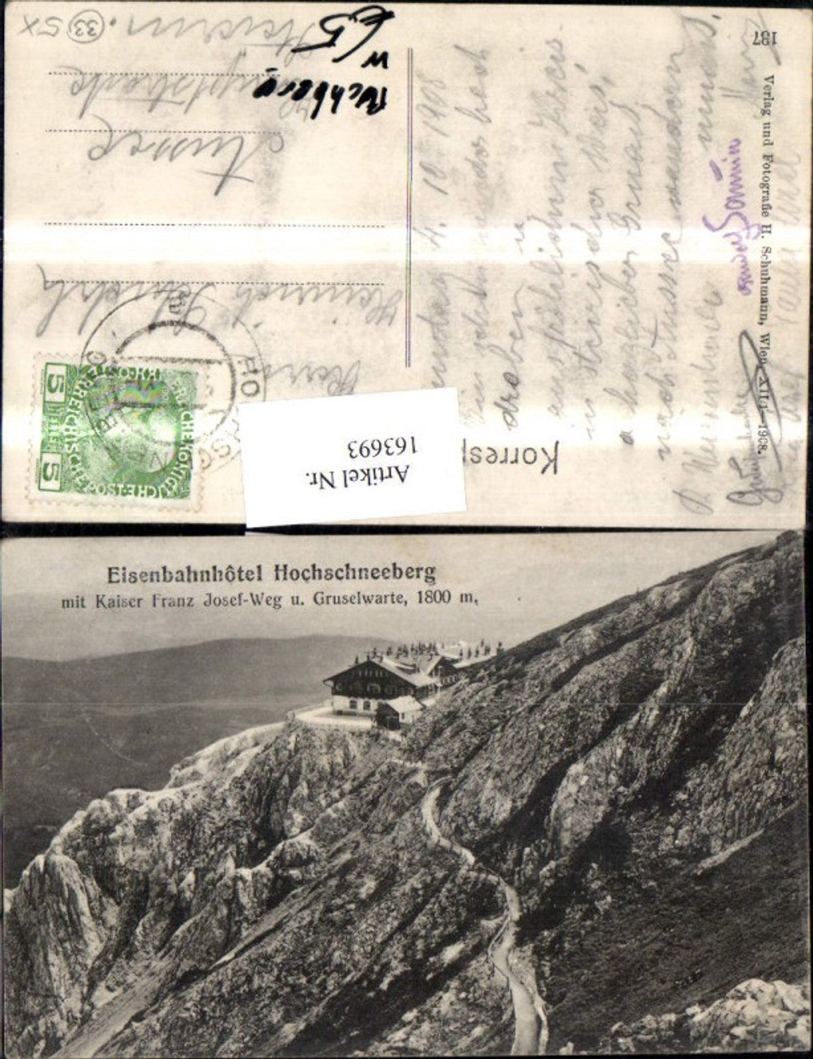 163693, Railway Hotel Hochschneeberg with Kaiser Franz Josef Way and Puchberg am Schneeberg Observation Tower