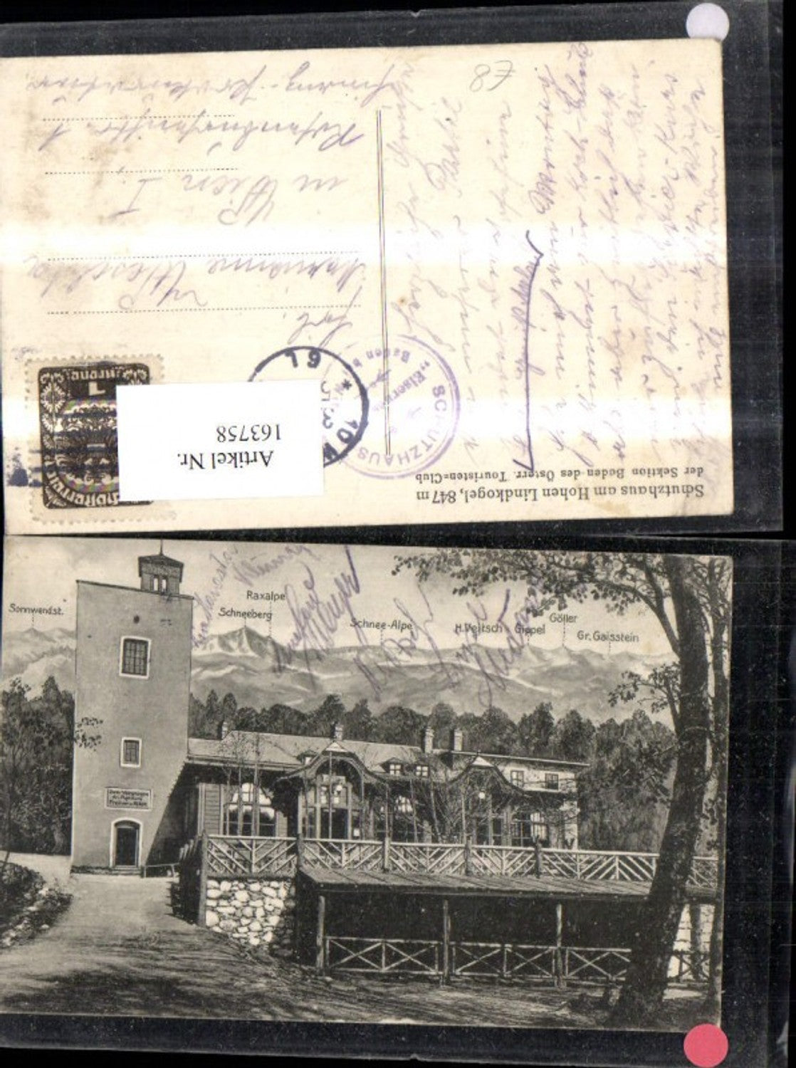 163758,Schutzhaus a. Hohen Lindkogel Baden b. Wien