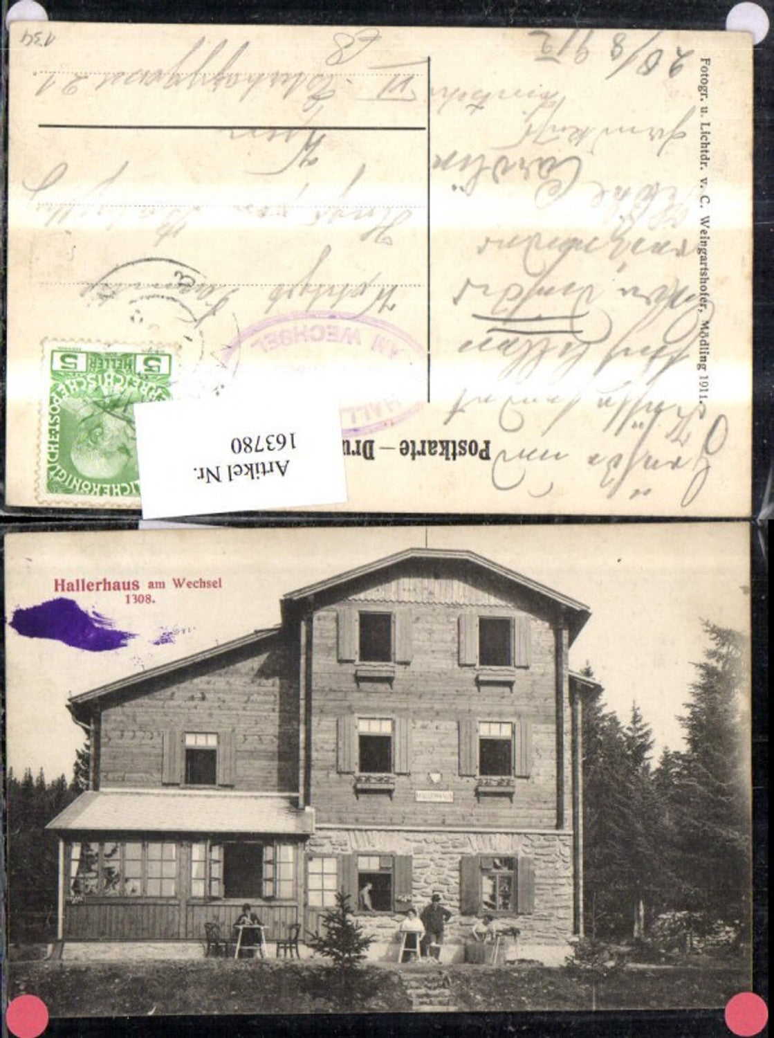 163780,Hallerhaus a. Wechsel m. Personen 1919 Hirschwang a. d. Rax