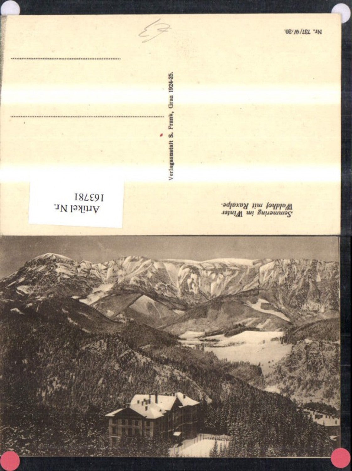 163781,Semmering Waldhof m. Raxalpe Winteransicht