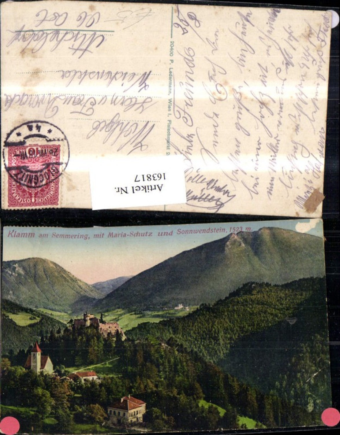 163817,Klamm a. Semmering m. Maria Schutz u. Sonnwendstein 1918