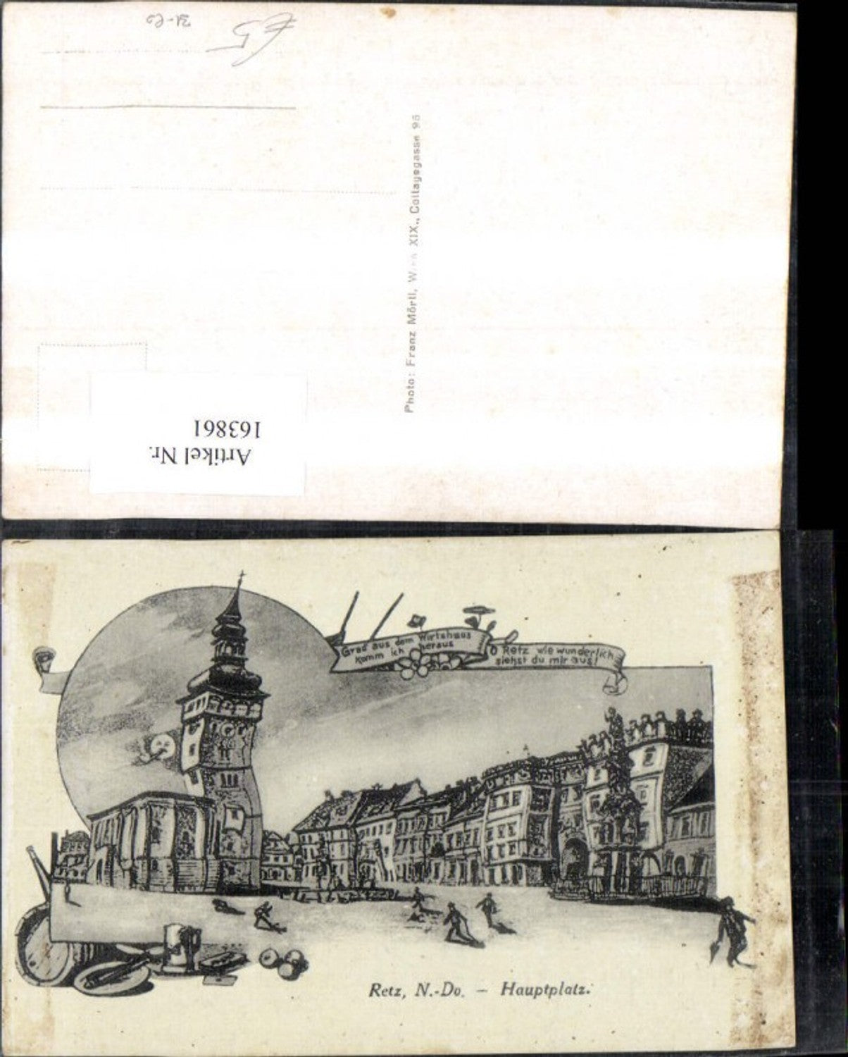 163861, Retz Main Square Pencil drawing Etching