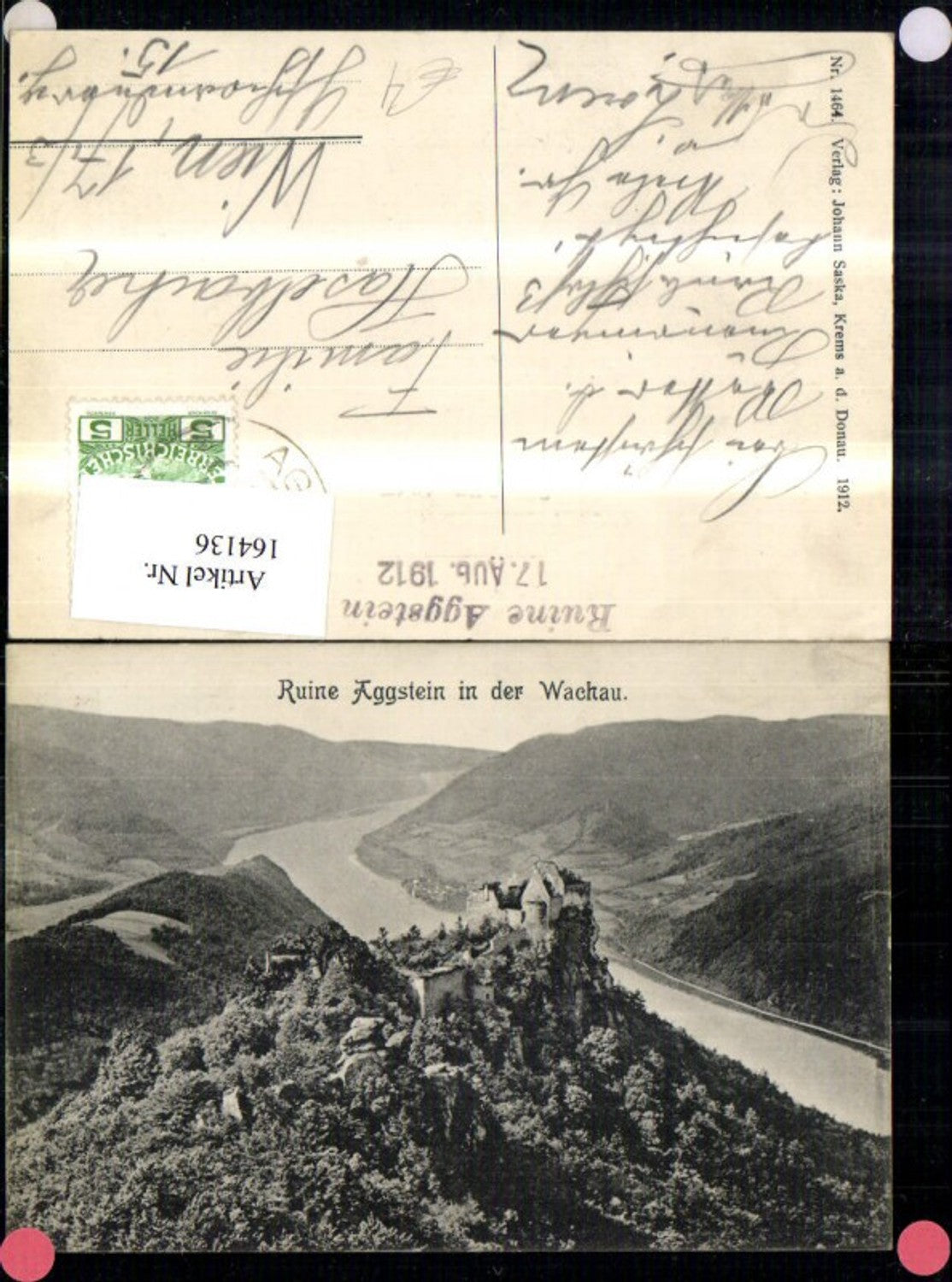 164136, Aggstein ruins in the Wachau region, 1912